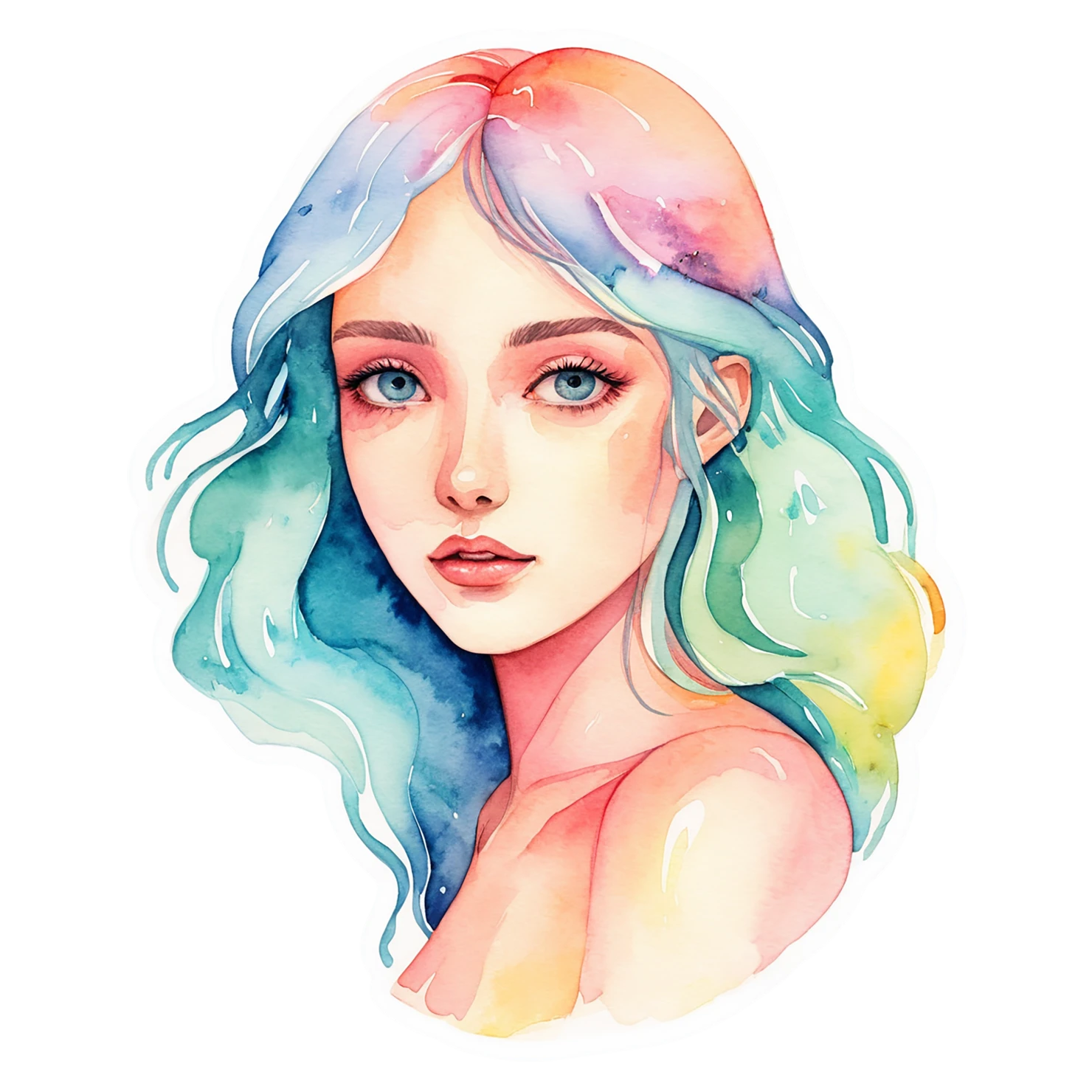 Girl watercolor sticker isolated on transparent background #17676