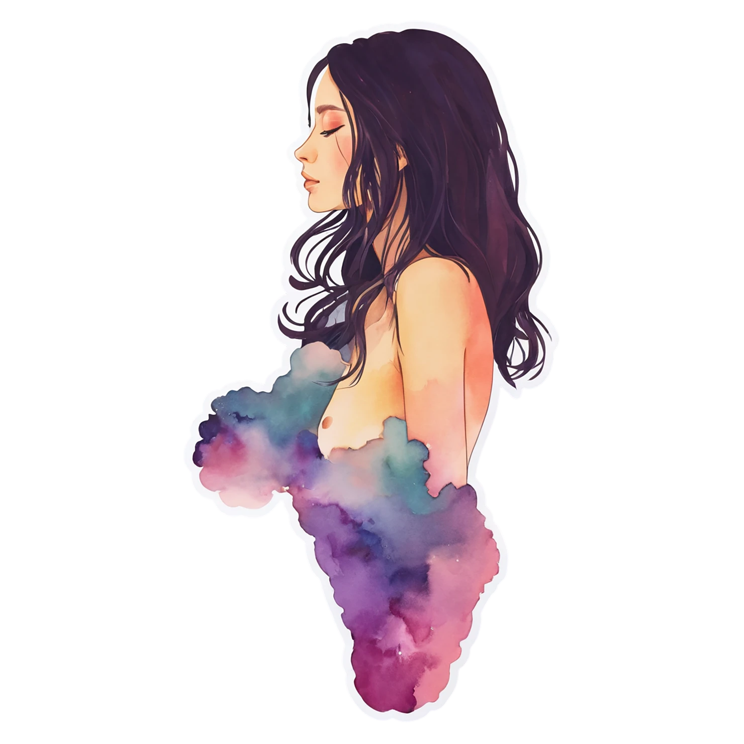 Girl watercolor sticker isolated on transparent background #17678