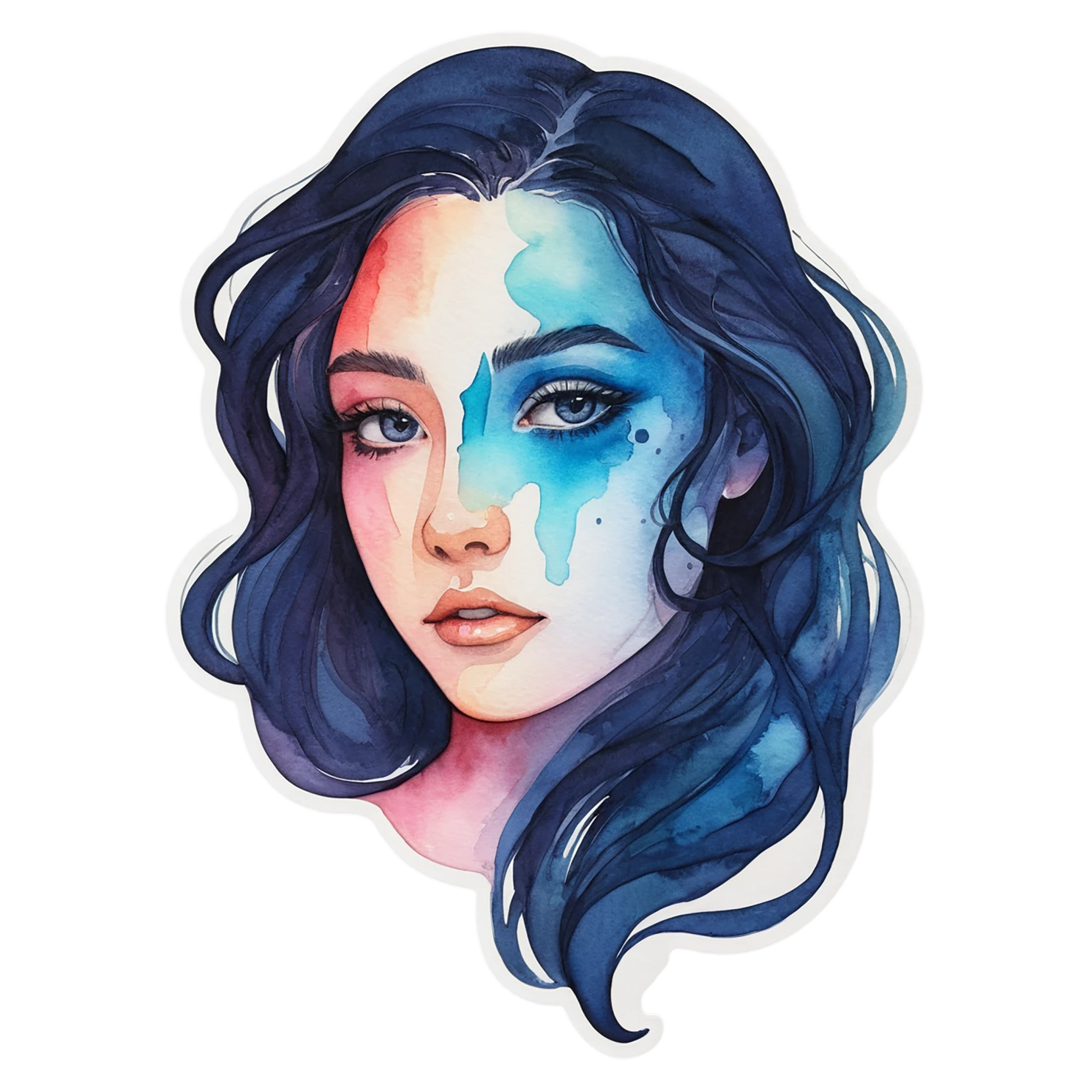 Girl watercolor sticker isolated on transparent background #17679