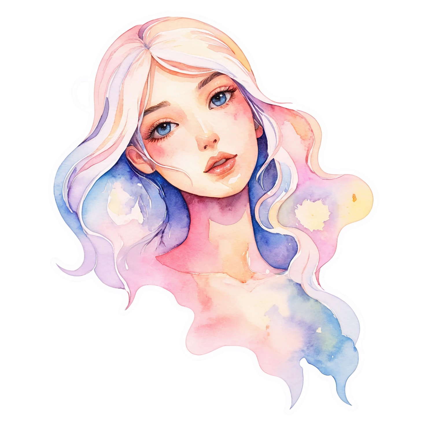 Girl watercolor sticker isolated on transparent background #17680