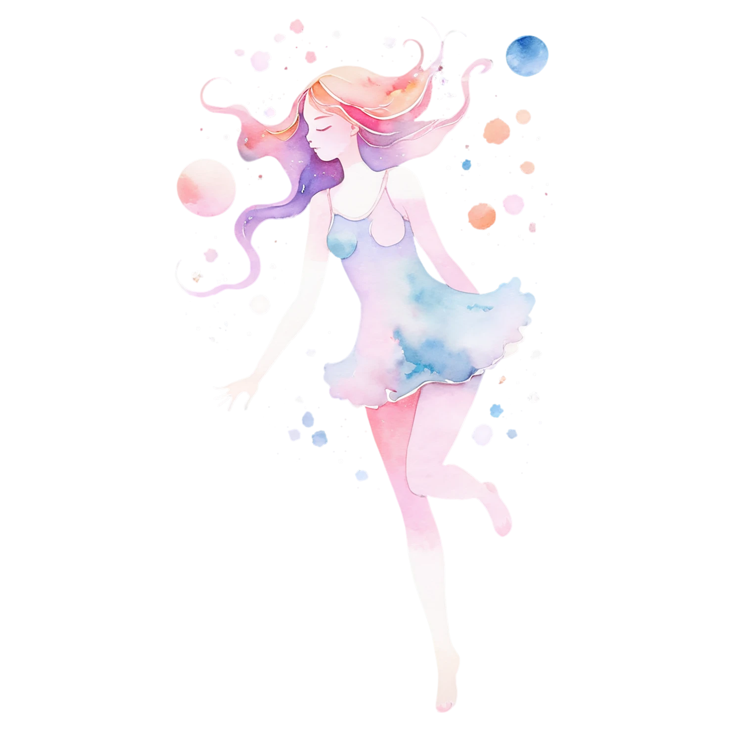 Girl watercolor sticker isolated on transparent background #17681