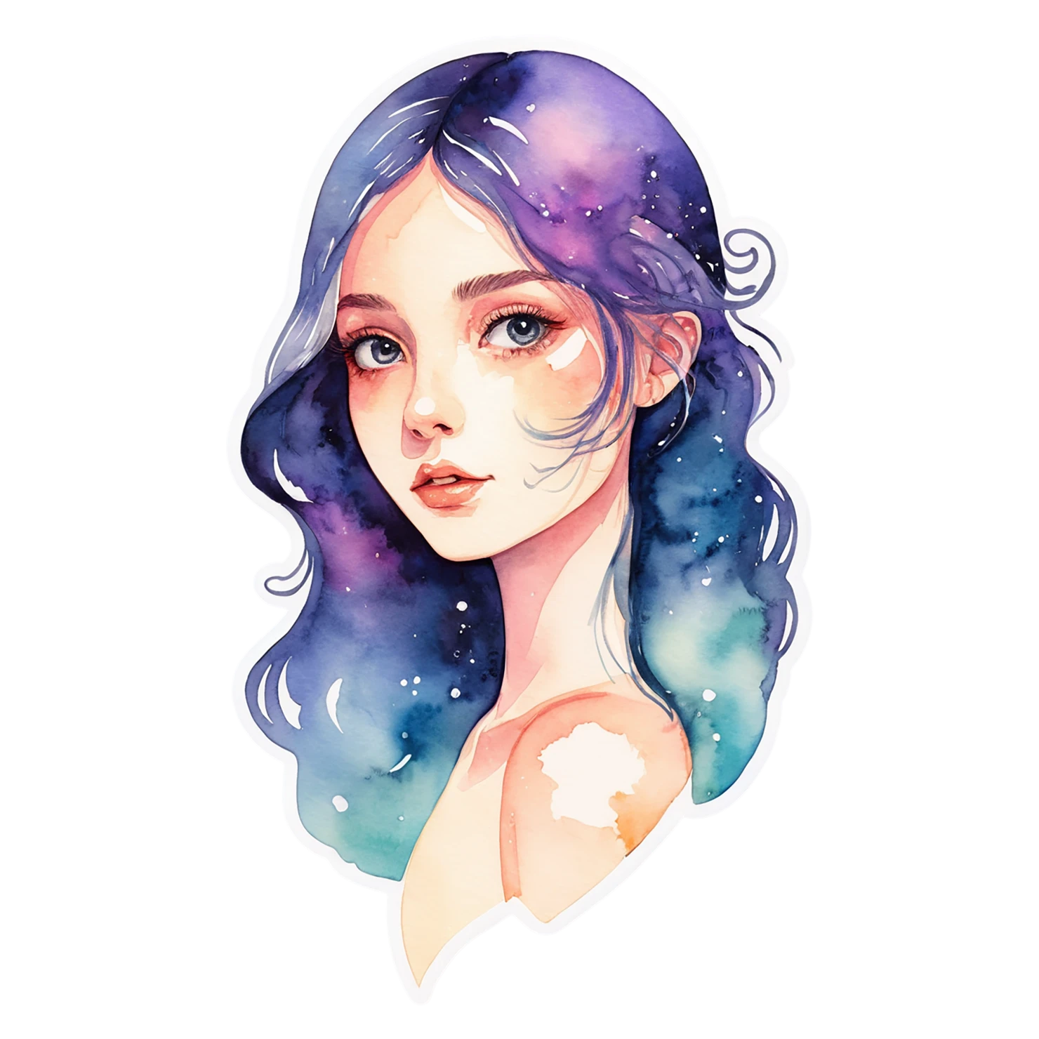 Girl watercolor sticker isolated on transparent background #17682