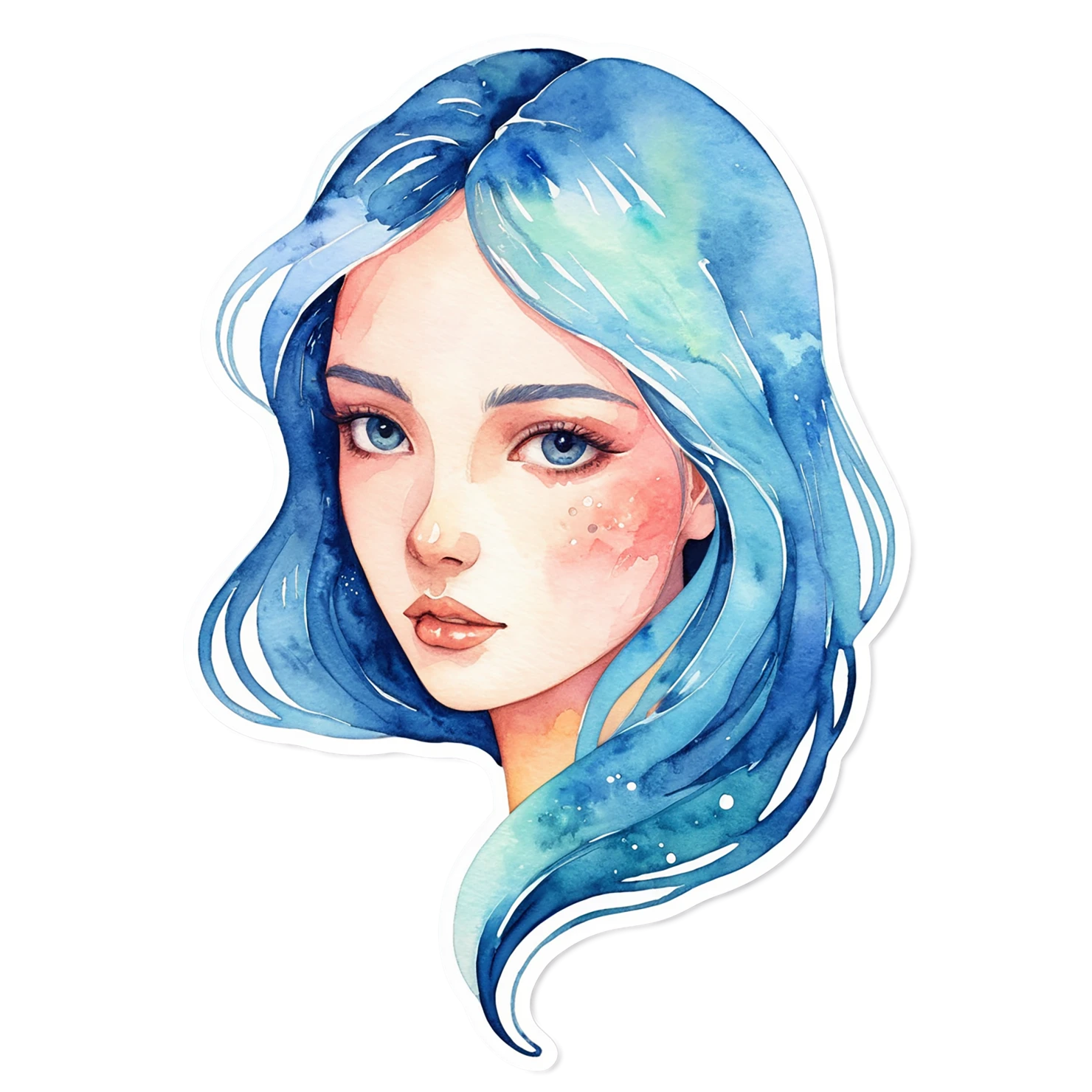 Girl watercolor sticker isolated on transparent background #17683