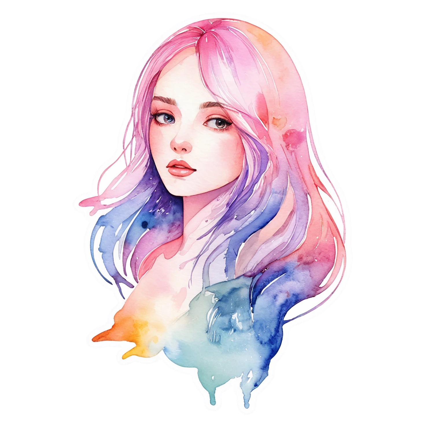 Girl watercolor sticker isolated on transparent background #17684