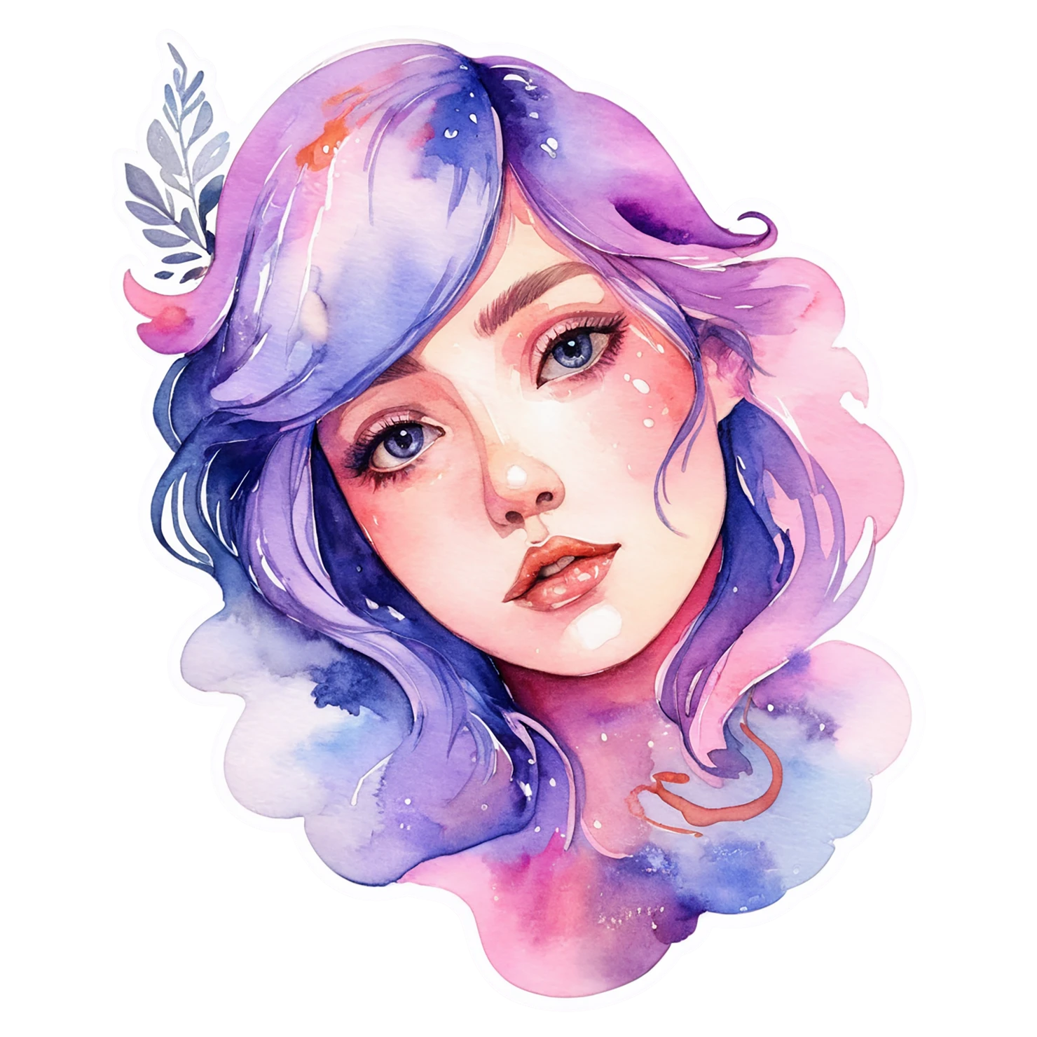 Girl watercolor sticker isolated on transparent background #17686