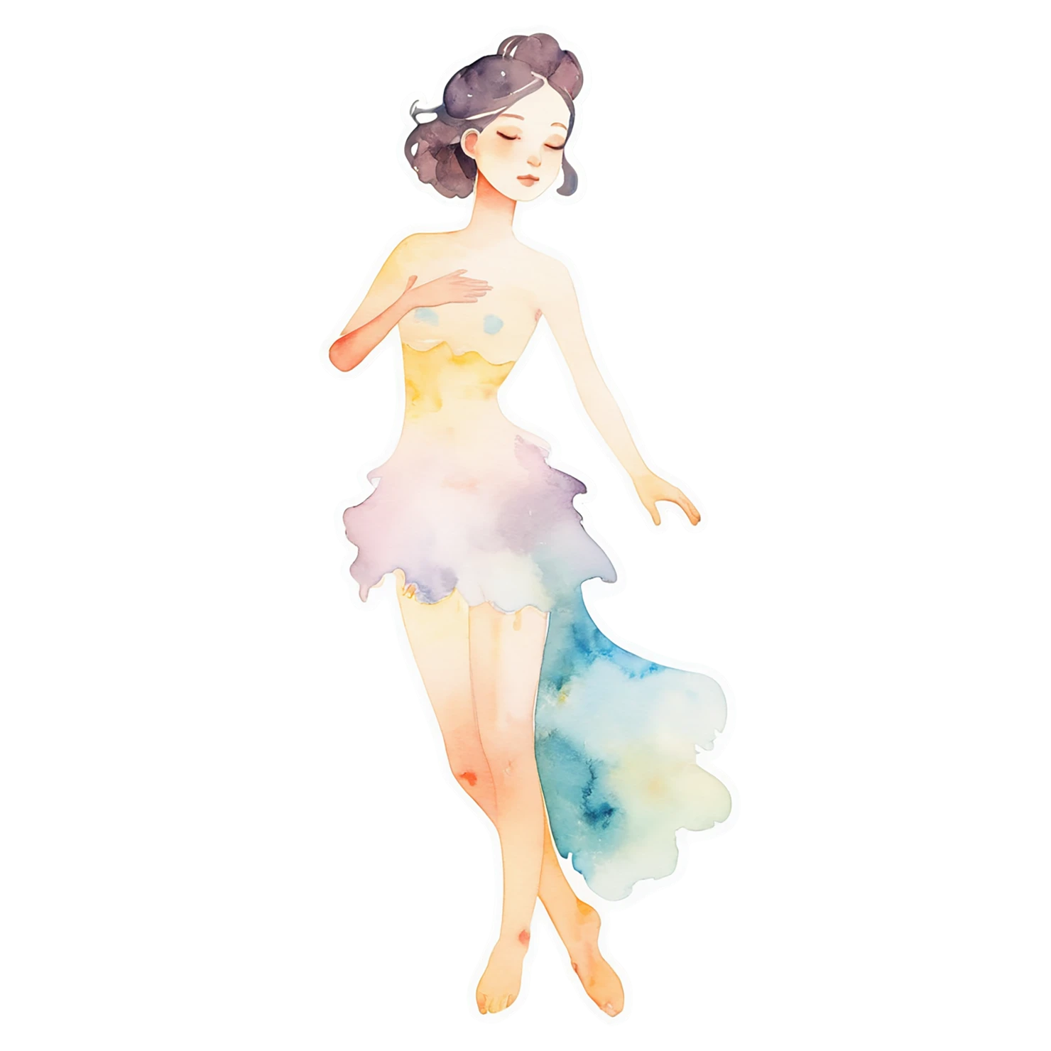 Girl watercolor sticker isolated on transparent background #17687