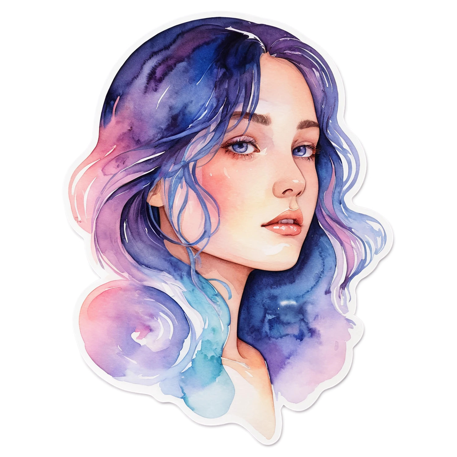 Girl watercolor sticker isolated on transparent background #17689