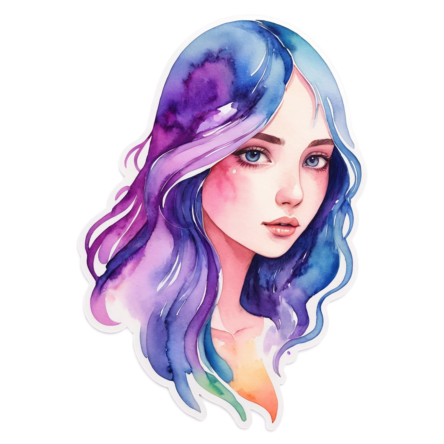 Girl watercolor sticker isolated on transparent background #17690
