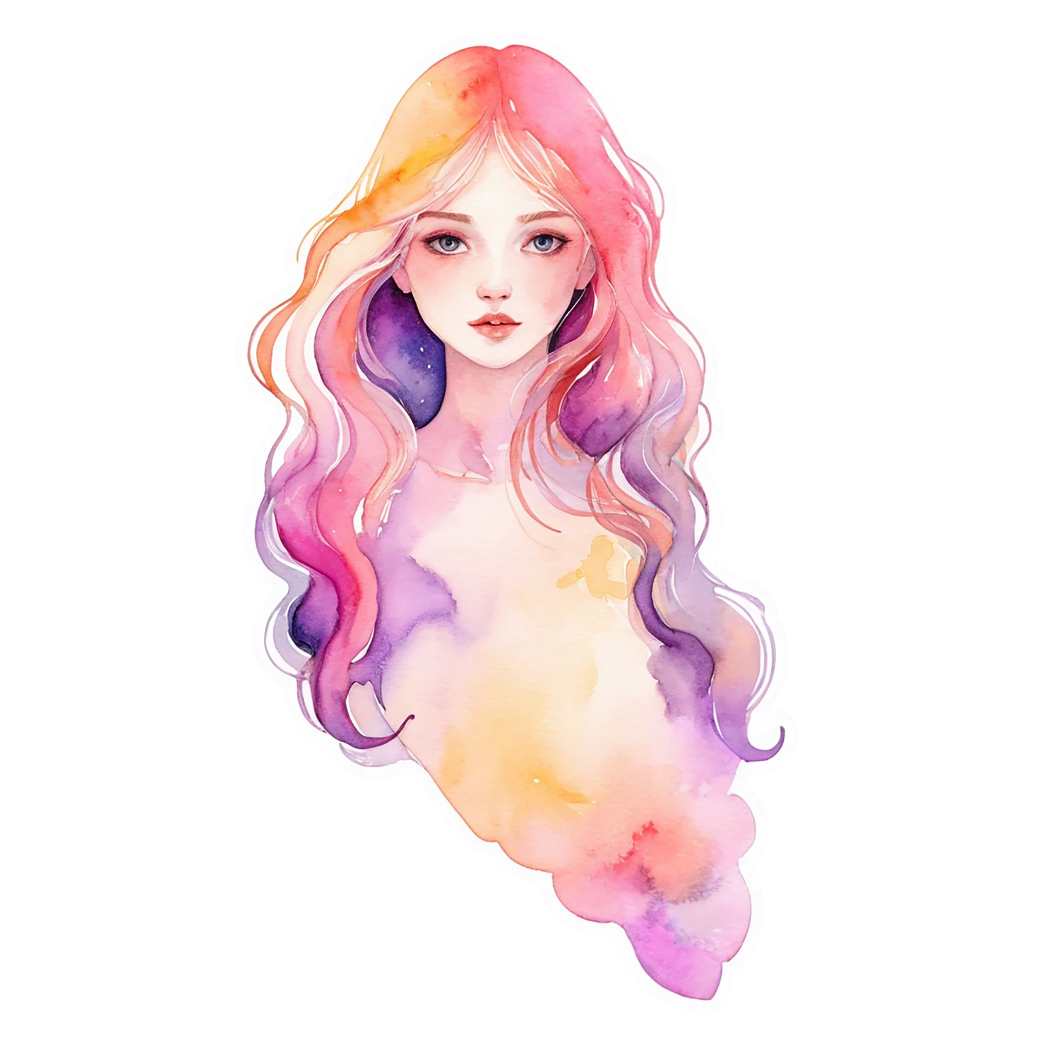 Girl watercolor sticker isolated on transparent background #17691