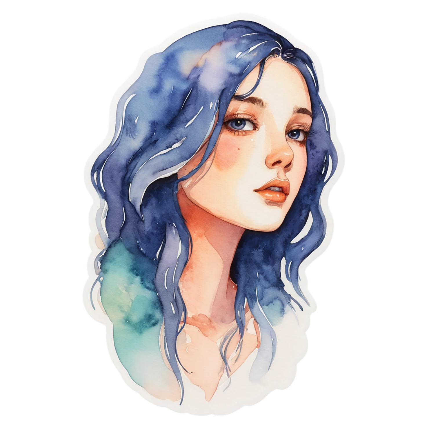 Girl watercolor sticker isolated on transparent background #17693