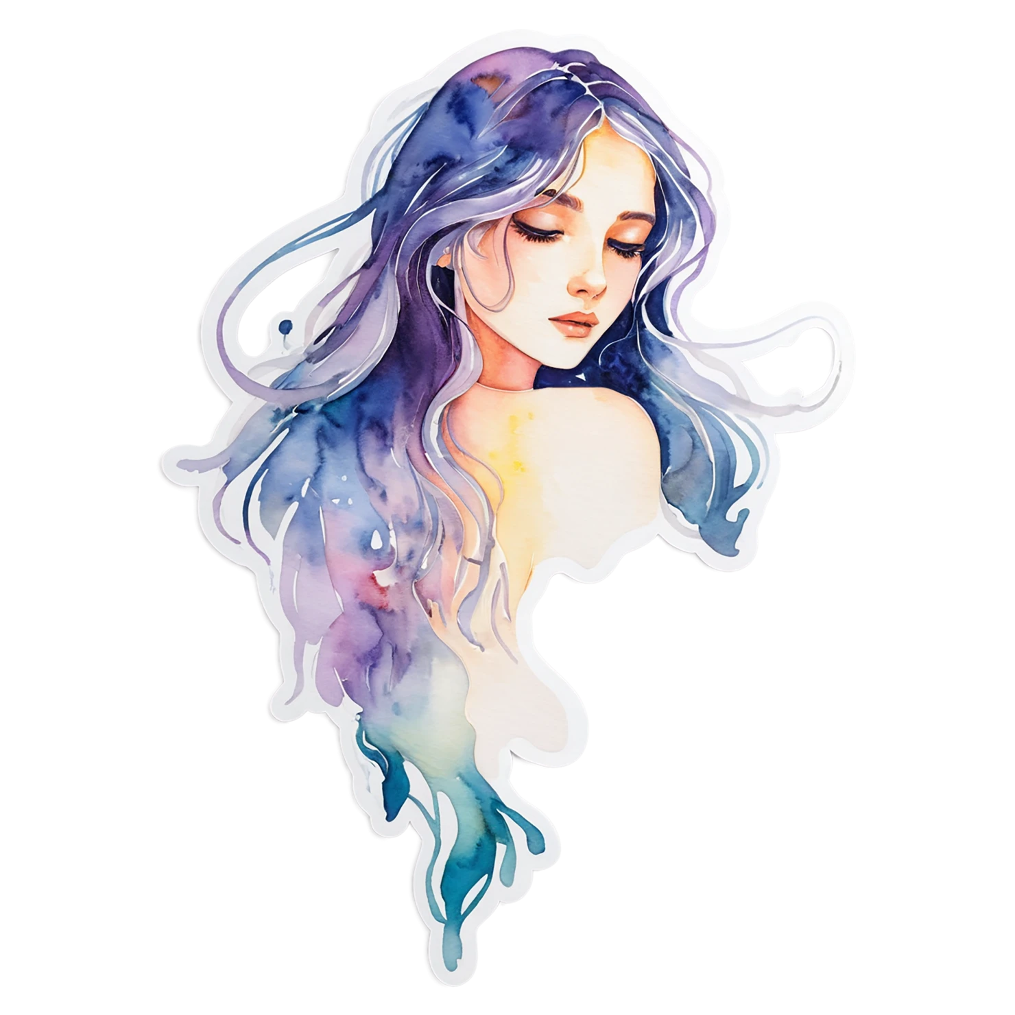 Girl watercolor sticker isolated on transparent background #17694