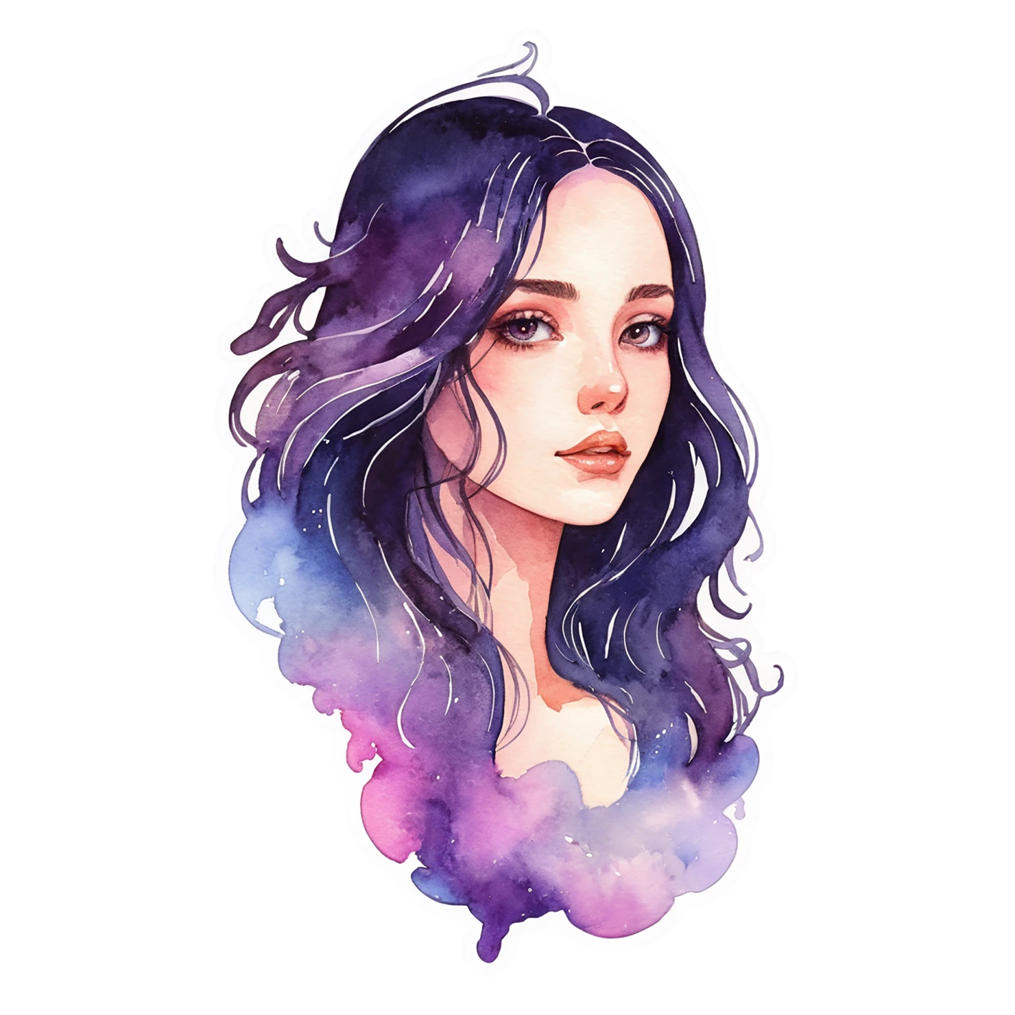 Girl watercolor sticker isolated on transparent background #17695