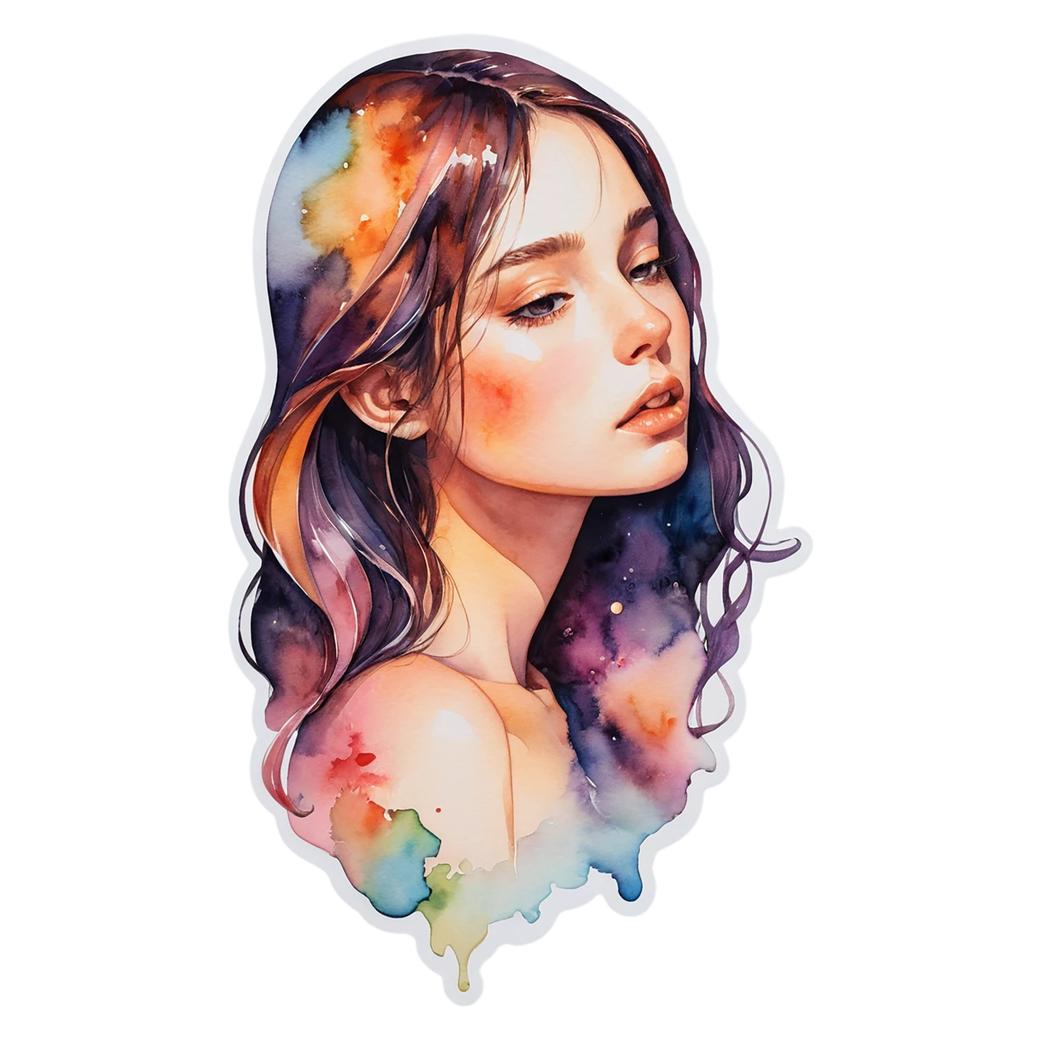 Girl watercolor sticker isolated on transparent background #17696
