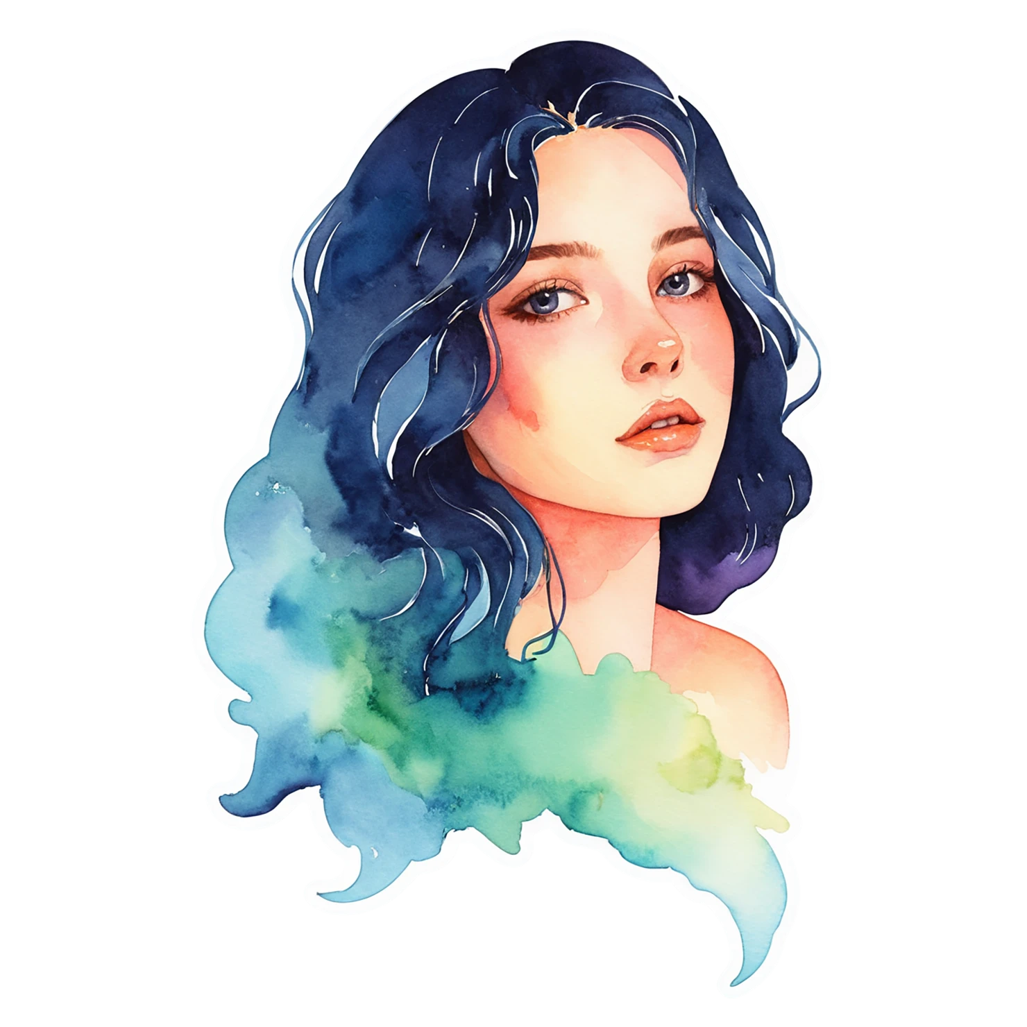 Girl watercolor sticker isolated on transparent background #17697