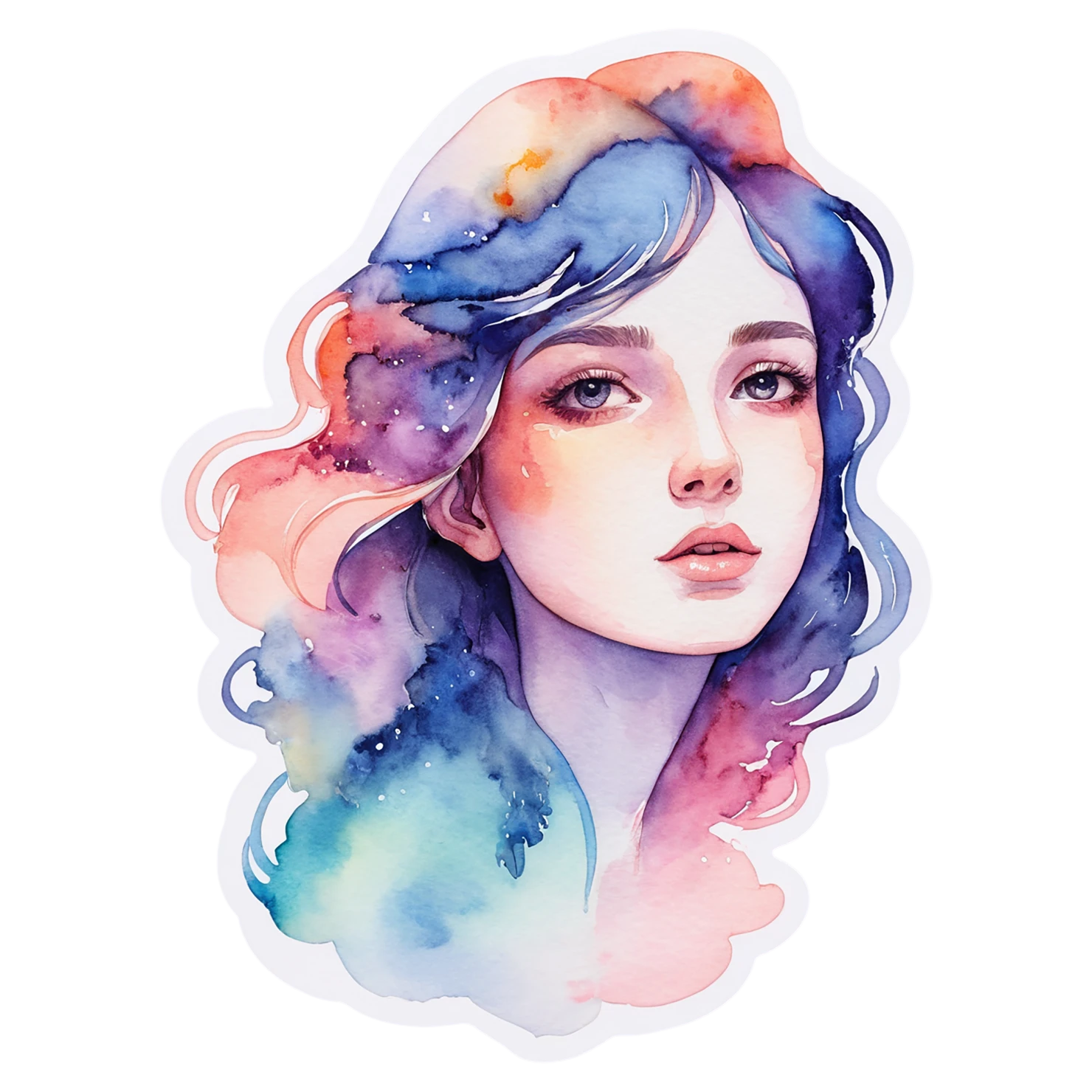 Girl watercolor sticker isolated on transparent background #17698