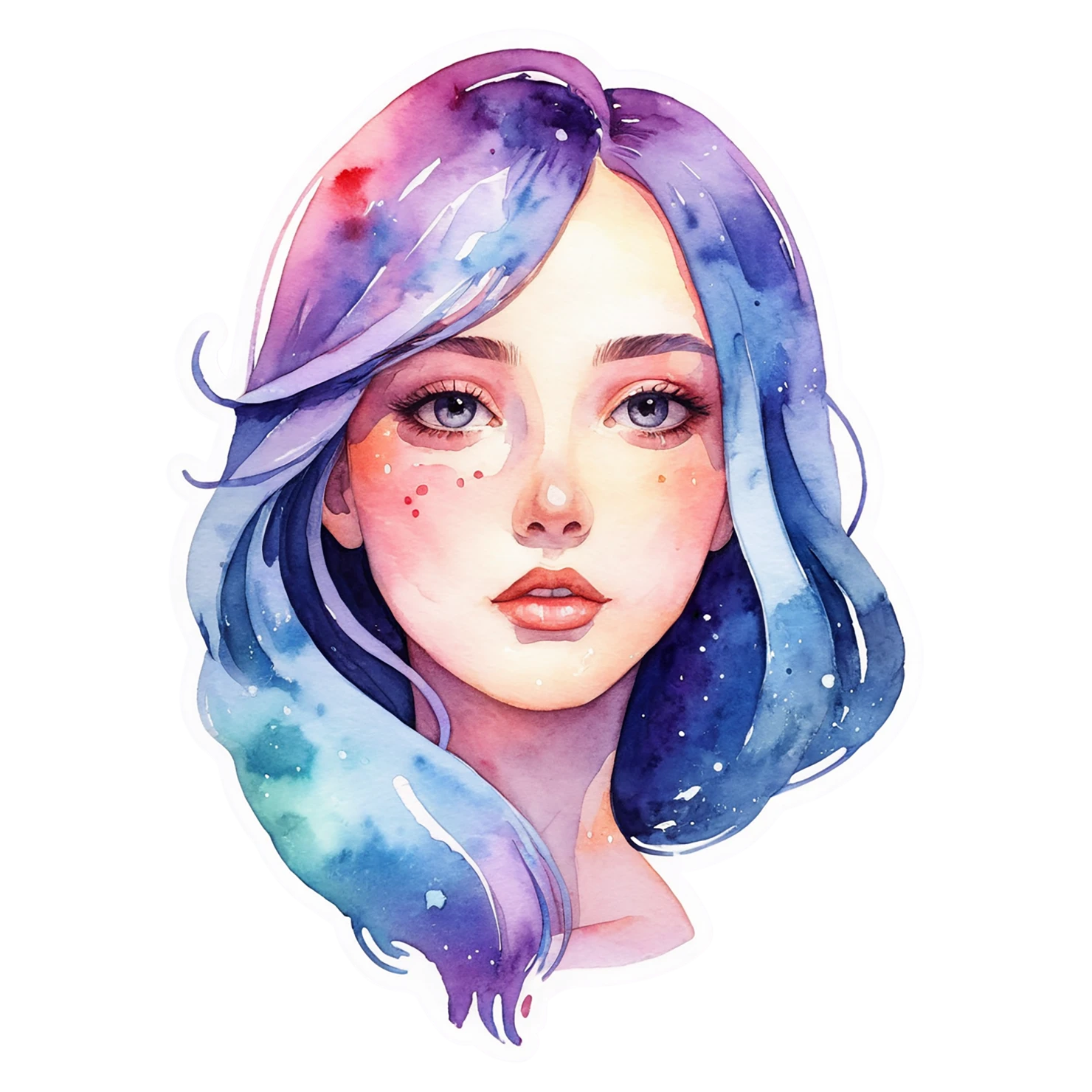 Girl watercolor sticker isolated on transparent background #17700