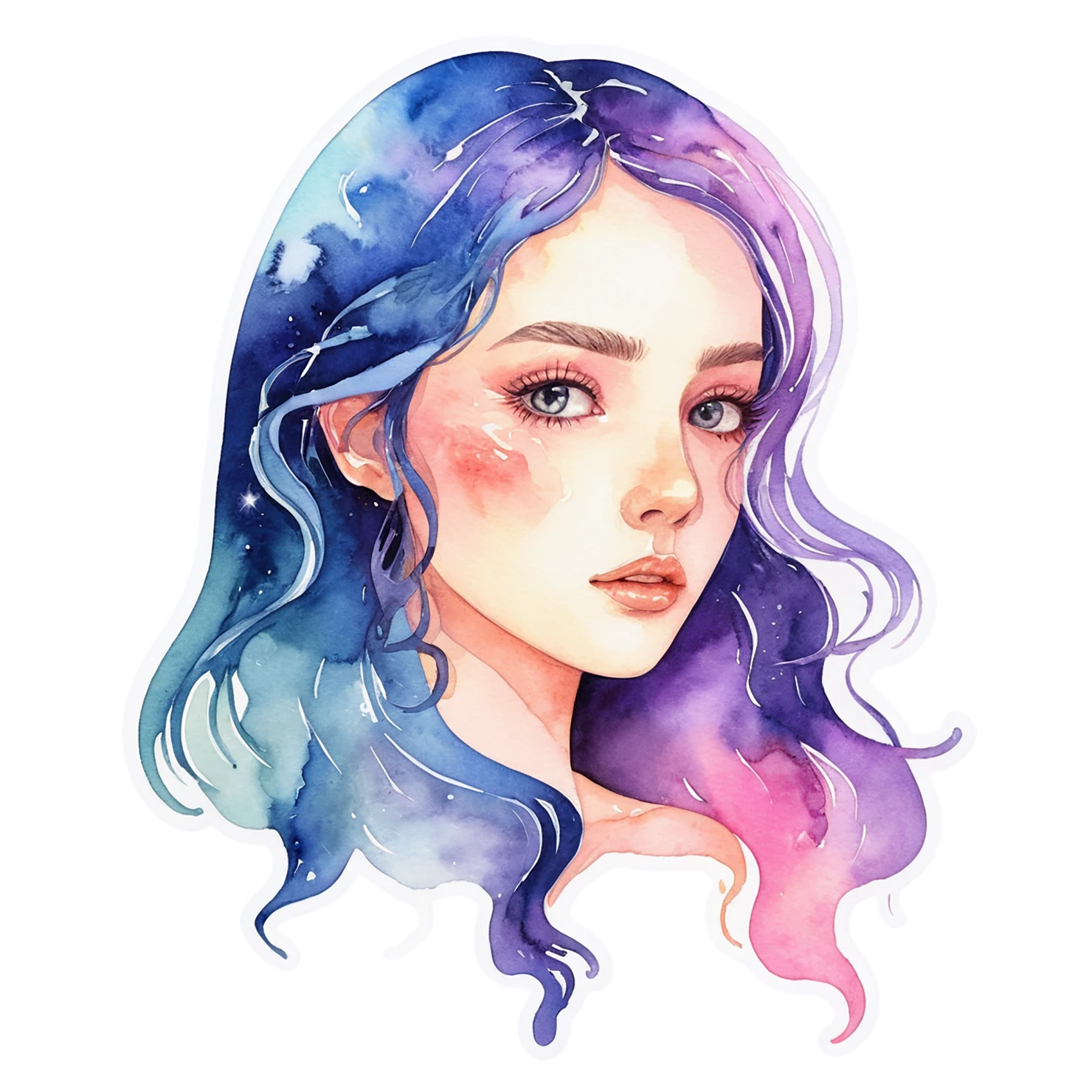 Girl watercolor sticker isolated on transparent background #17701