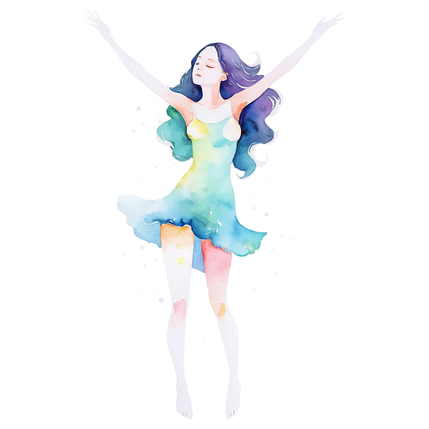 Girl watercolor sticker isolated on transparent background #17702