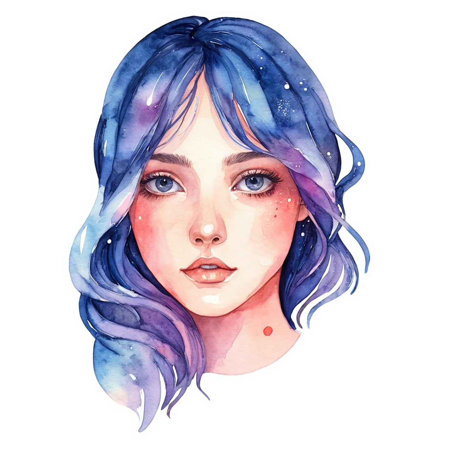 Girl watercolor sticker isolated on transparent background #17704