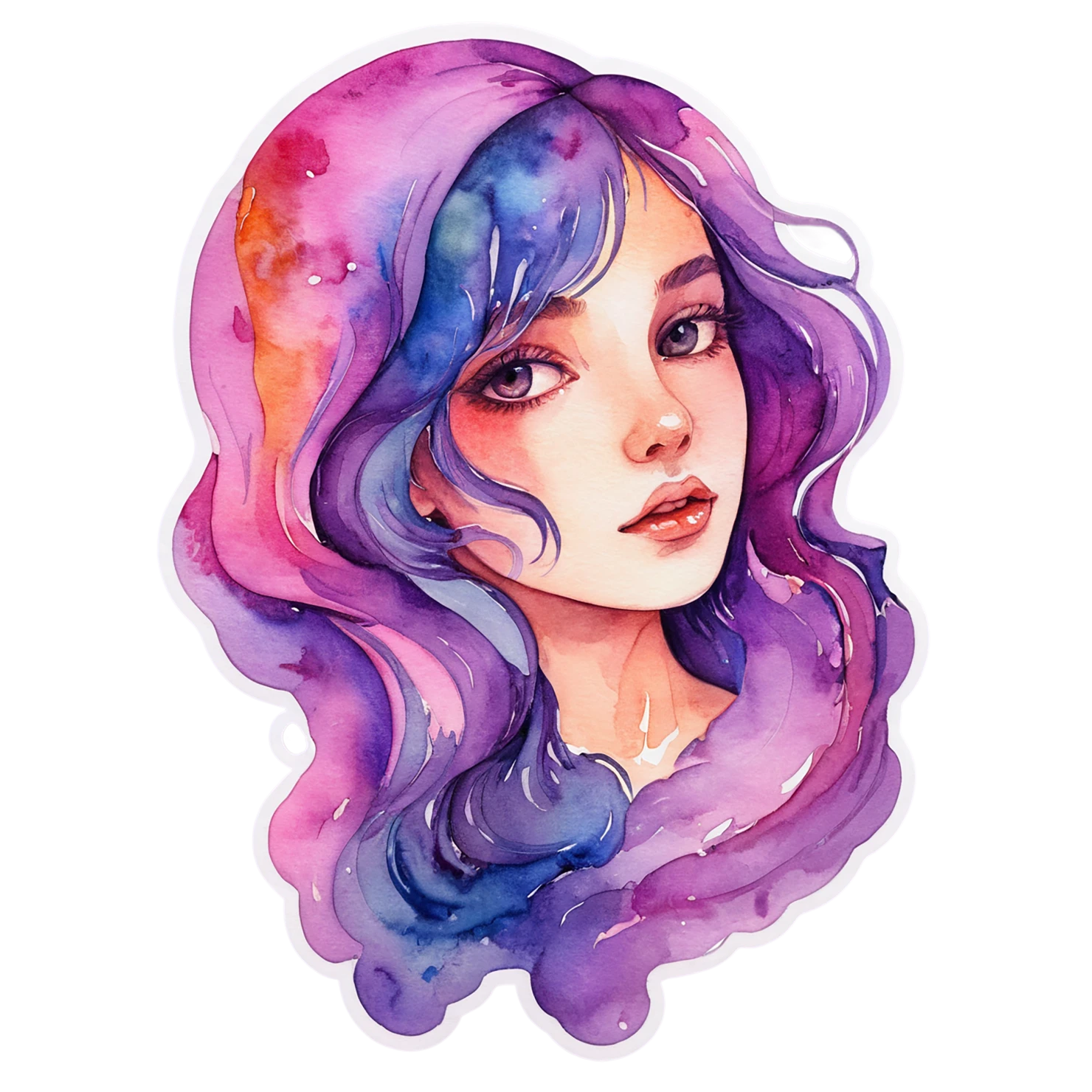 Girl watercolor sticker isolated on transparent background #17705