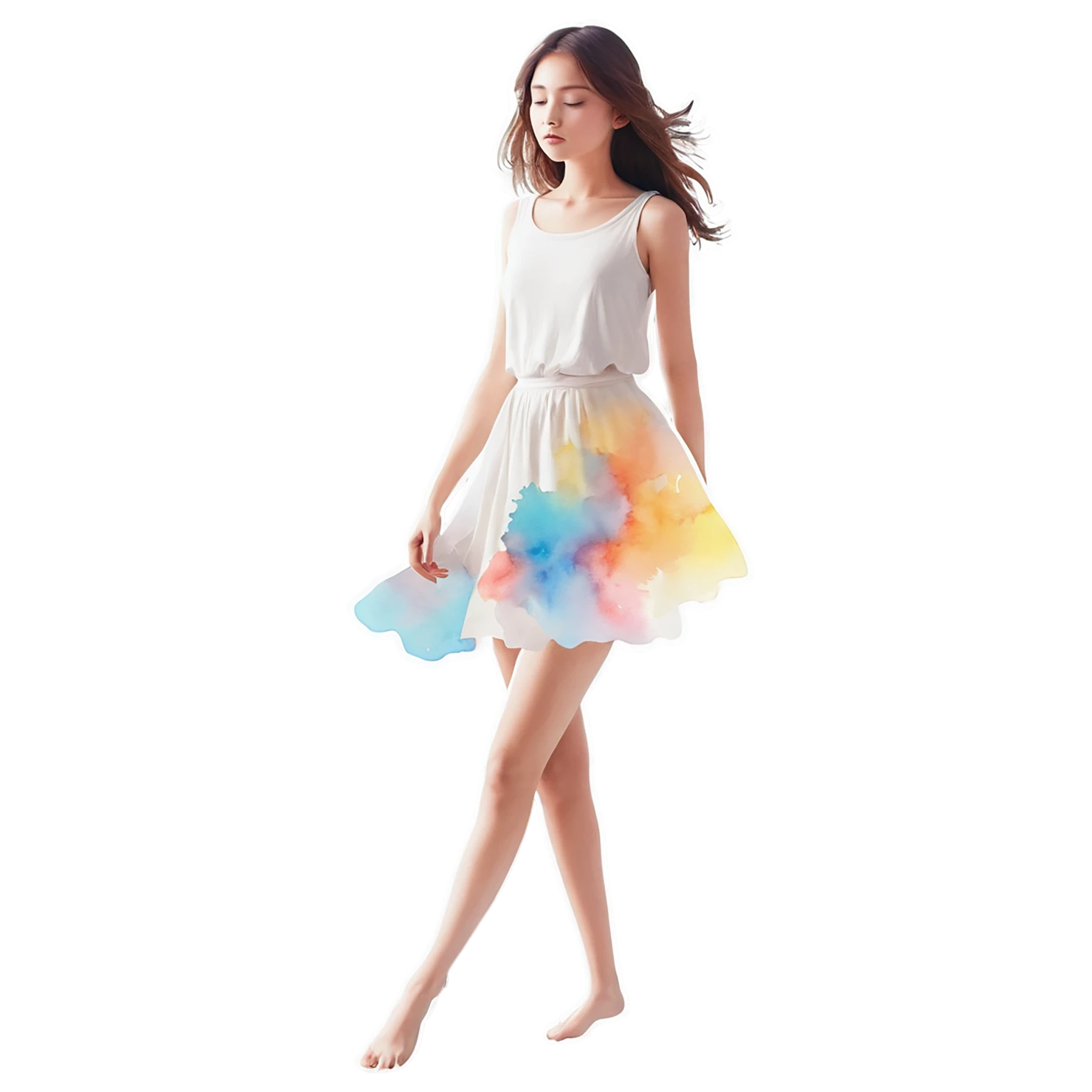 Girl watercolor sticker isolated on transparent background #17706