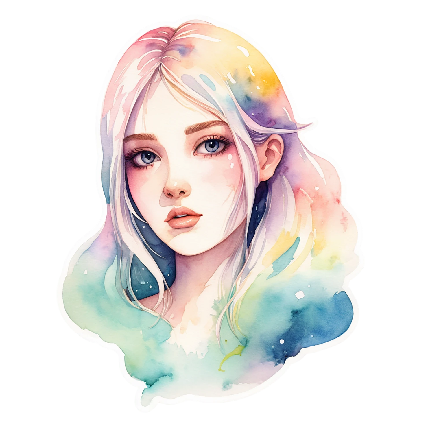 Girl watercolor sticker isolated on transparent background #17708