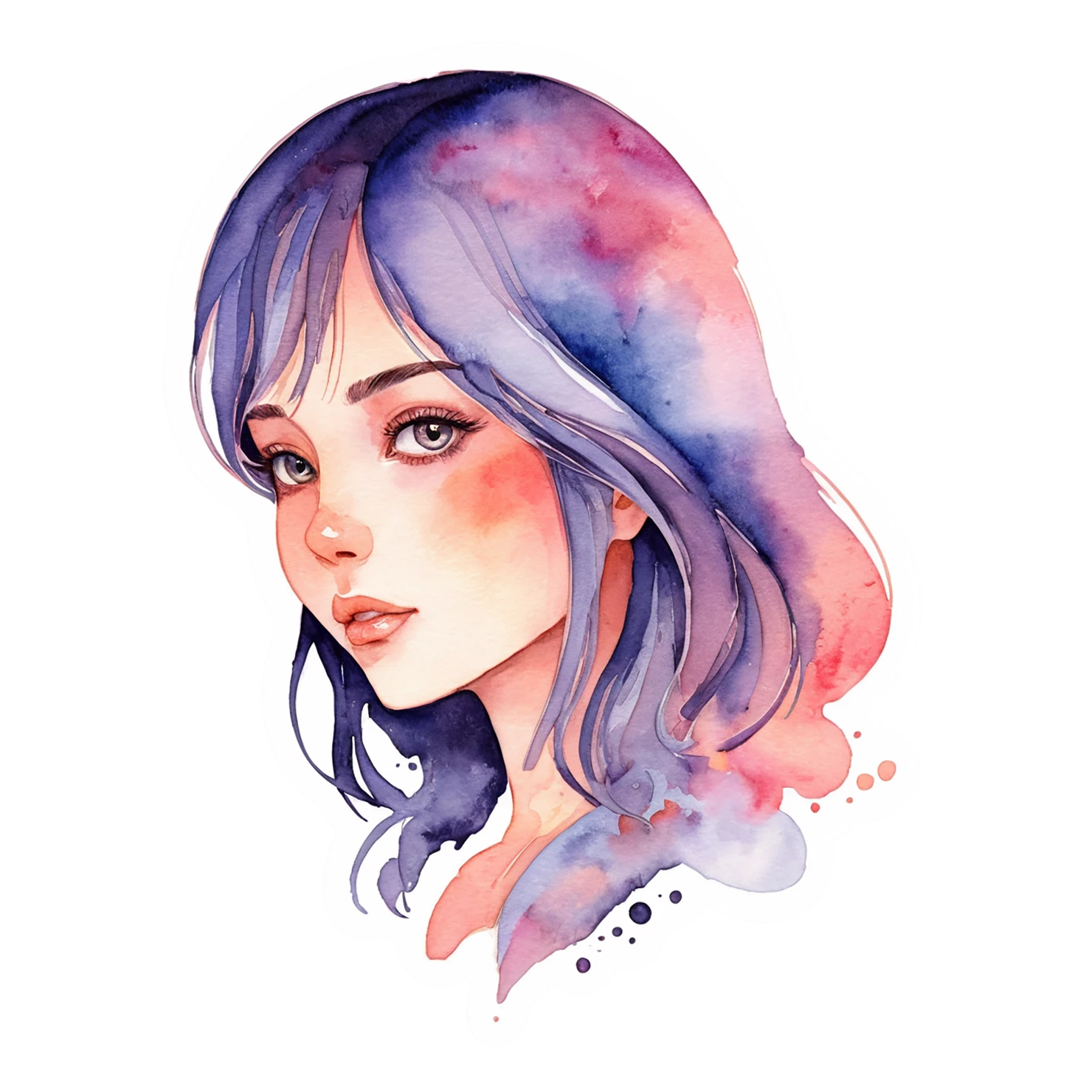 Girl watercolor sticker isolated on transparent background #17713