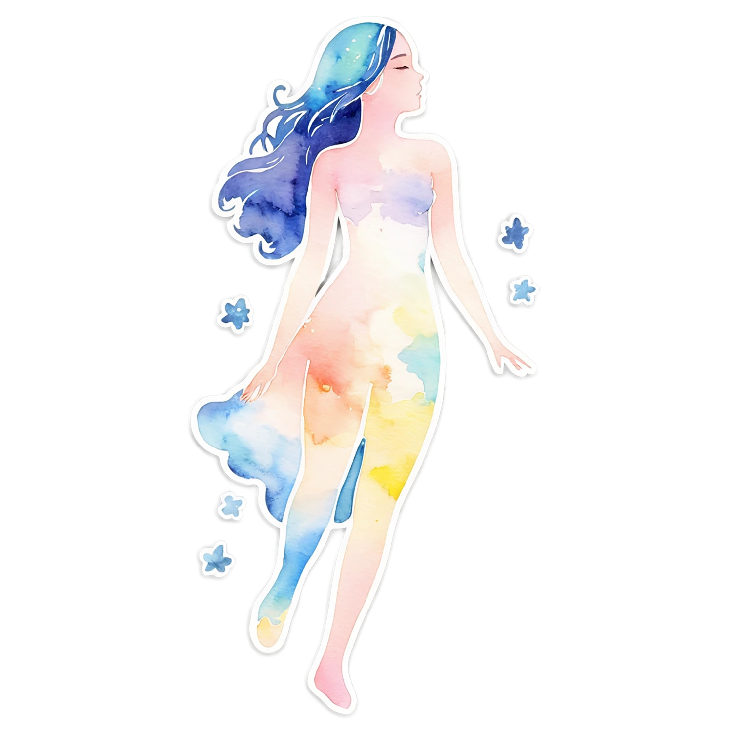 Girl watercolor sticker isolated on transparent background #17714