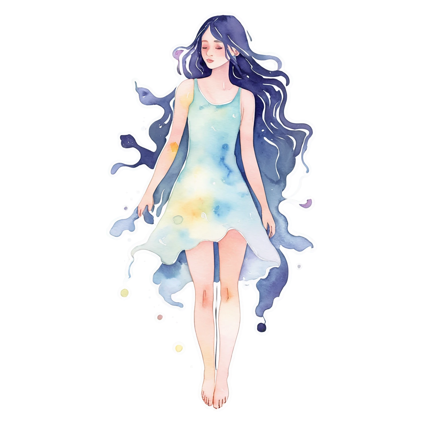 Girl watercolor sticker isolated on transparent background #17718