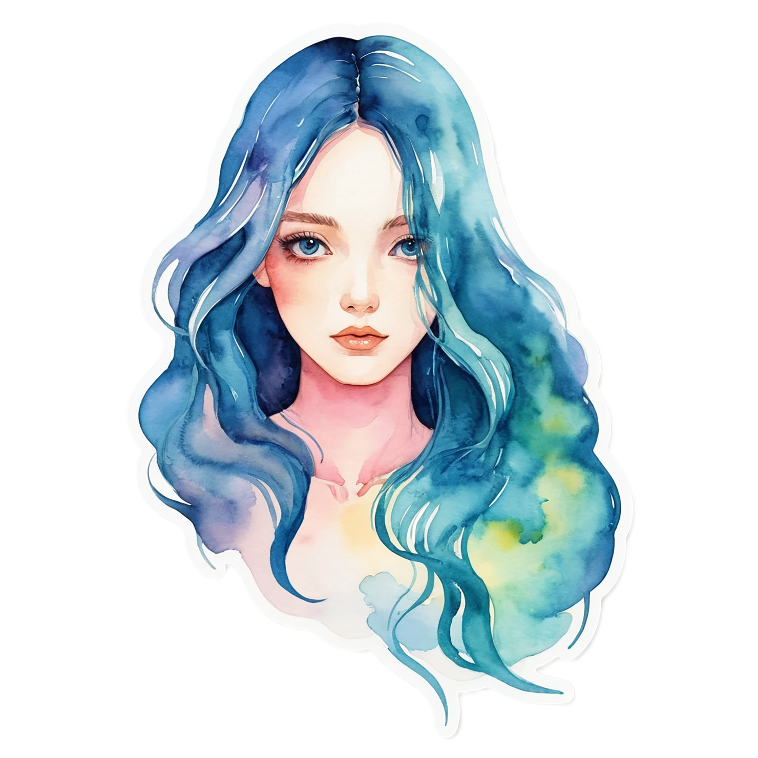 Girl watercolor sticker isolated on transparent background #17719
