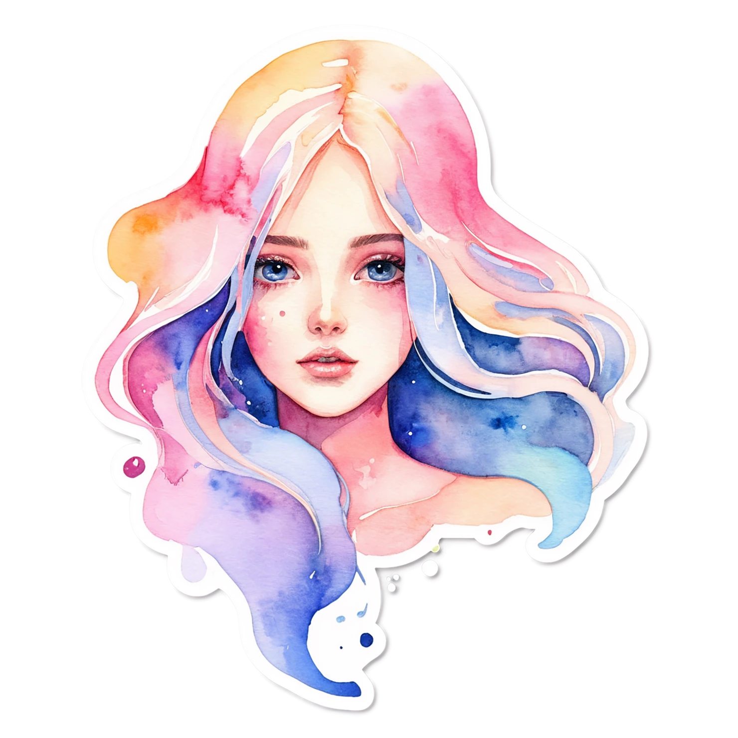 Girl watercolor sticker isolated on transparent background #17720