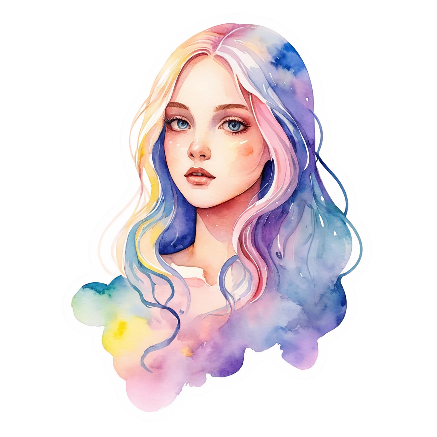 Girl watercolor sticker isolated on transparent background #17723