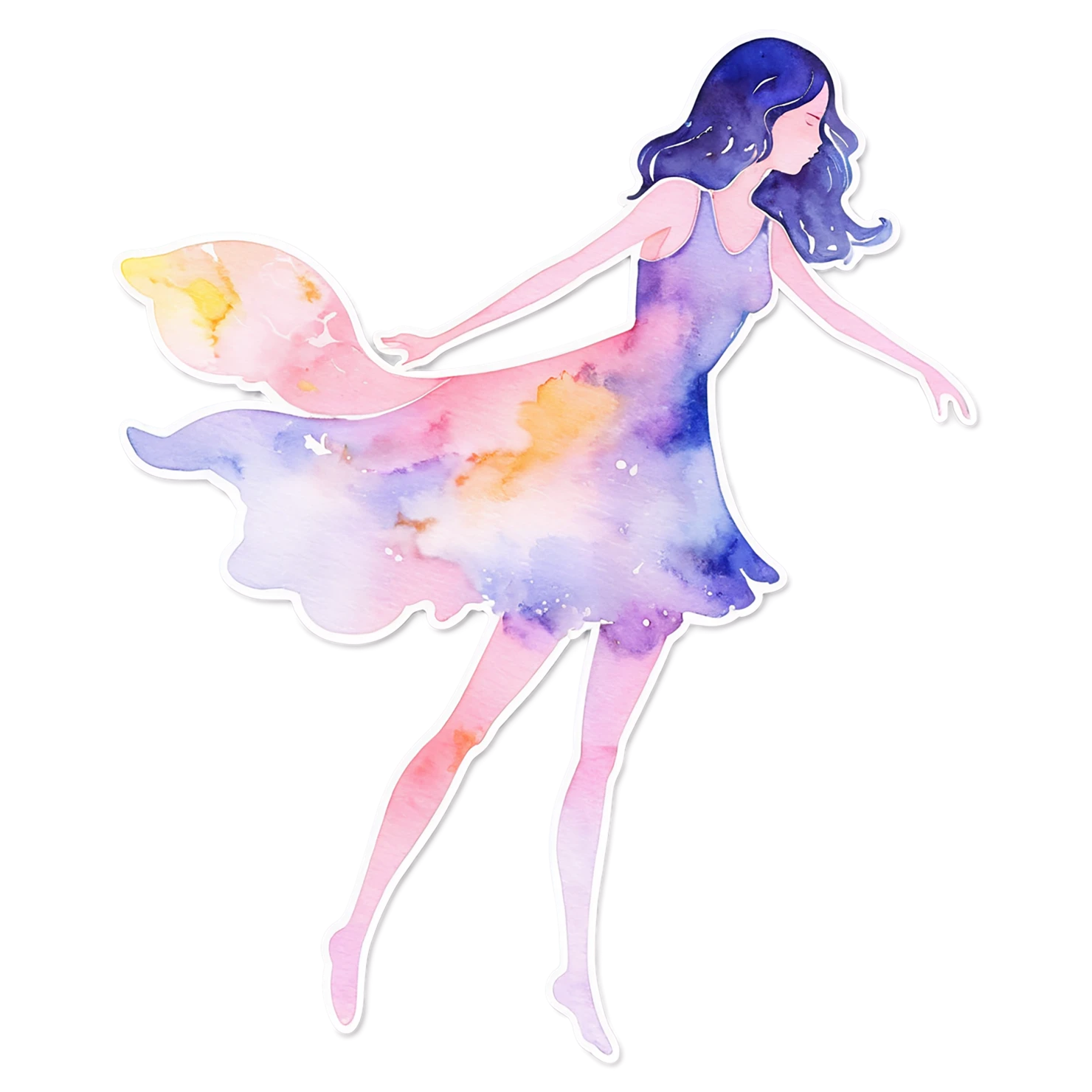 Girl watercolor sticker isolated on transparent background #17724