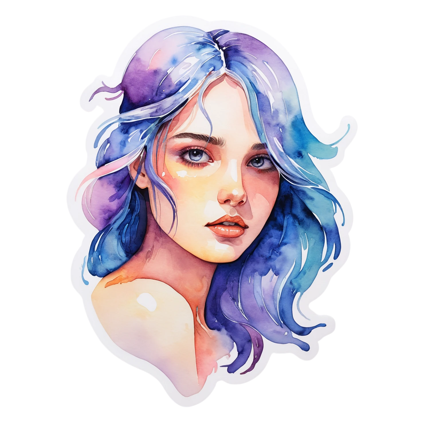 Girl watercolor sticker isolated on transparent background #17725