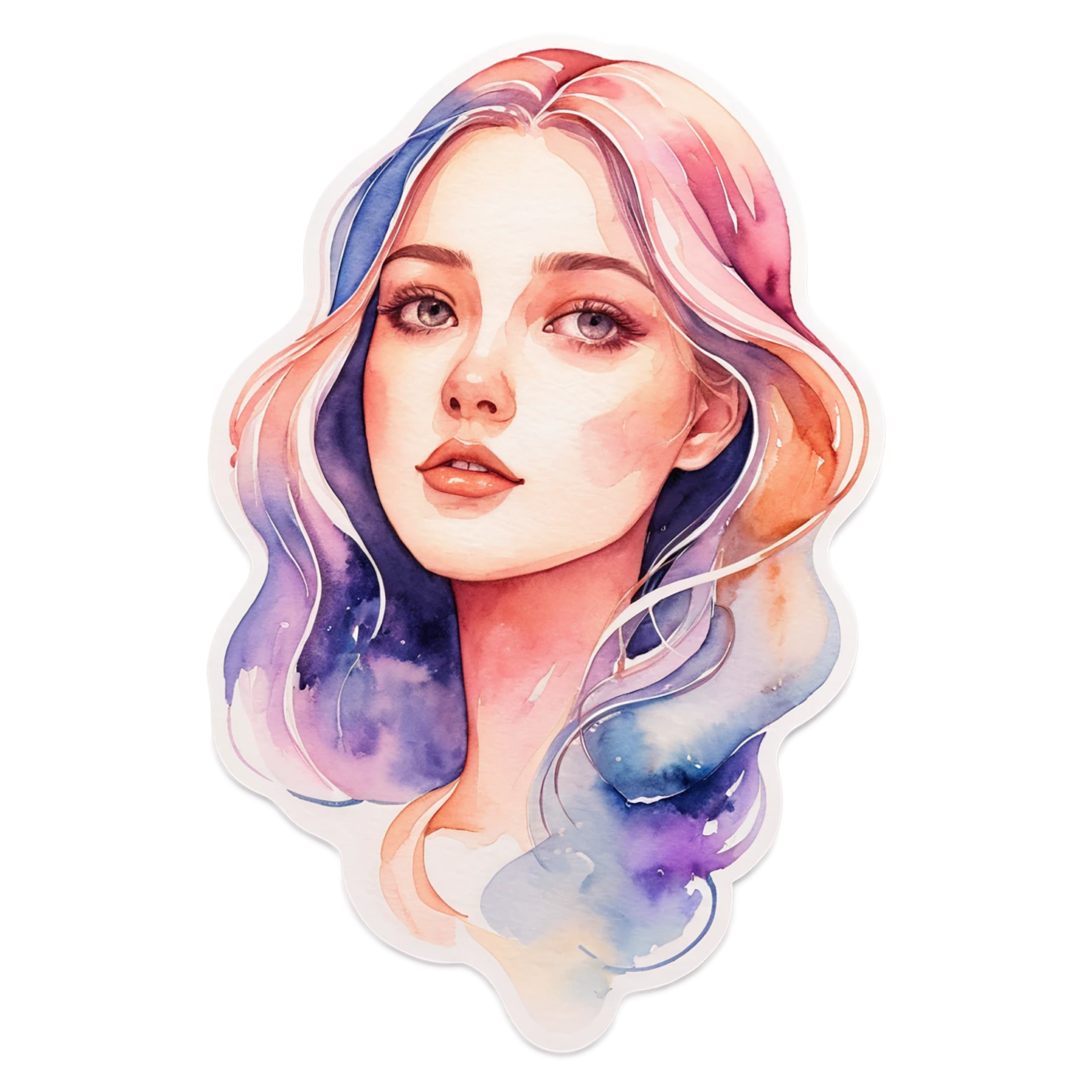 Girl watercolor sticker isolated on transparent background #17726