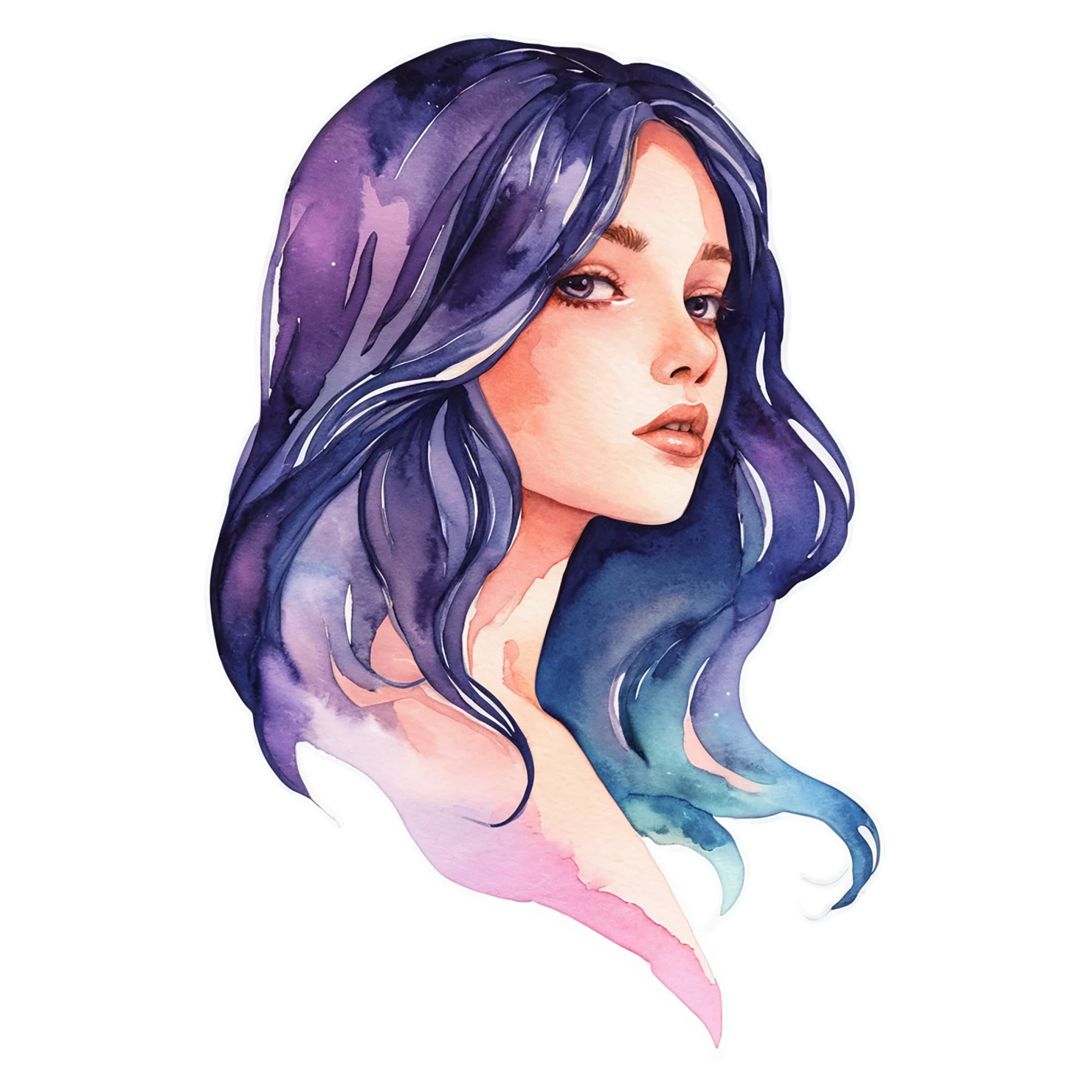 Girl watercolor sticker isolated on transparent background #17727
