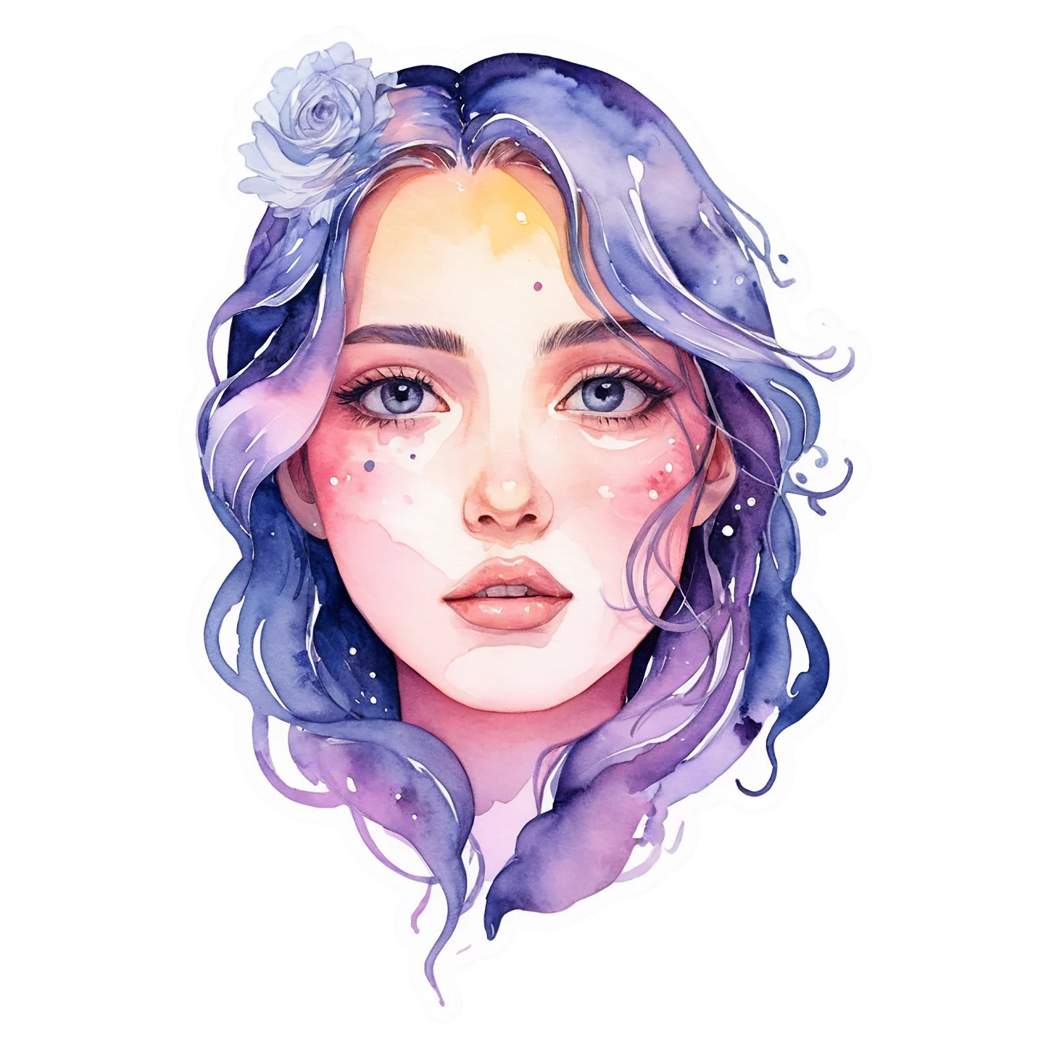 Girl watercolor sticker isolated on transparent background #17730