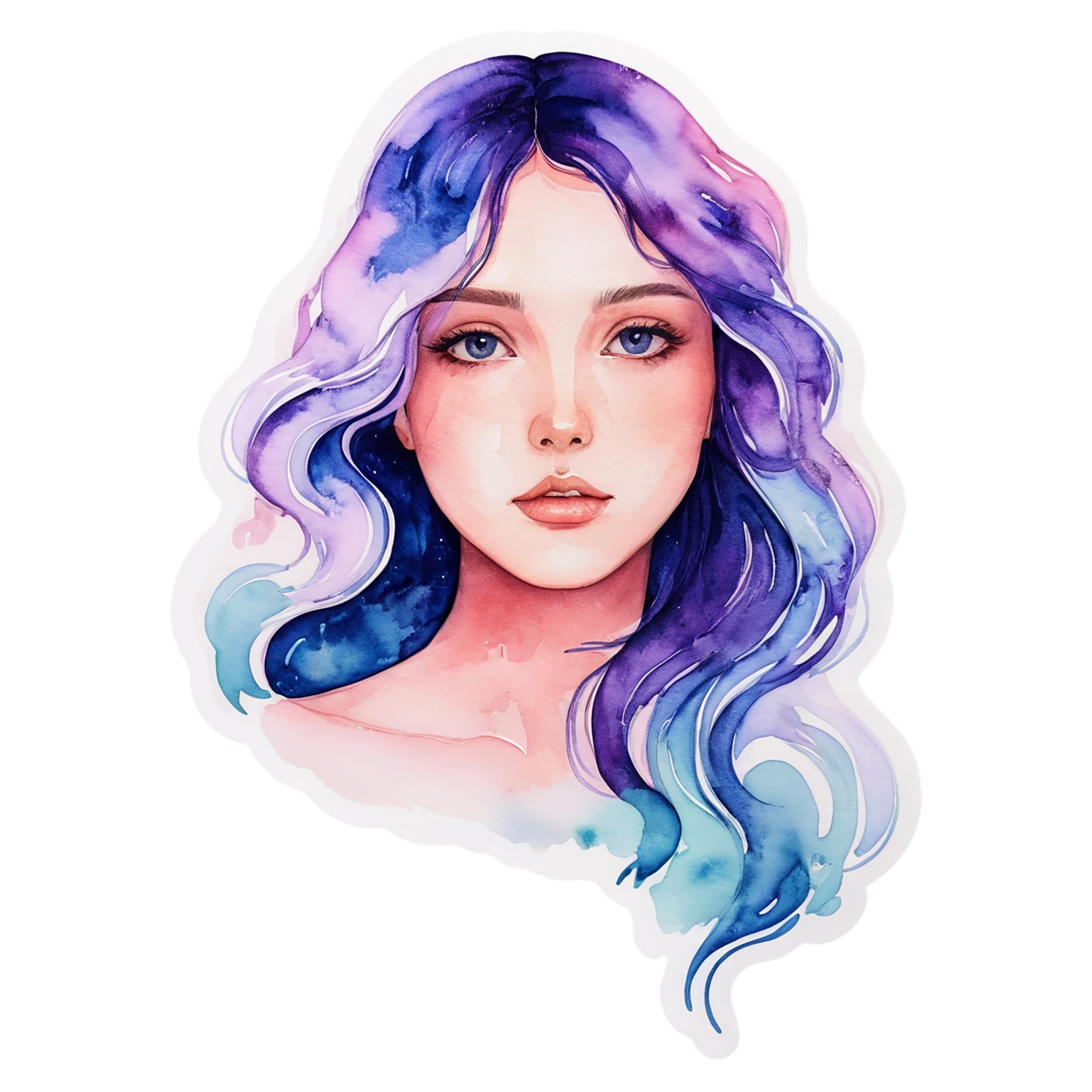 Girl watercolor sticker isolated on transparent background #17731