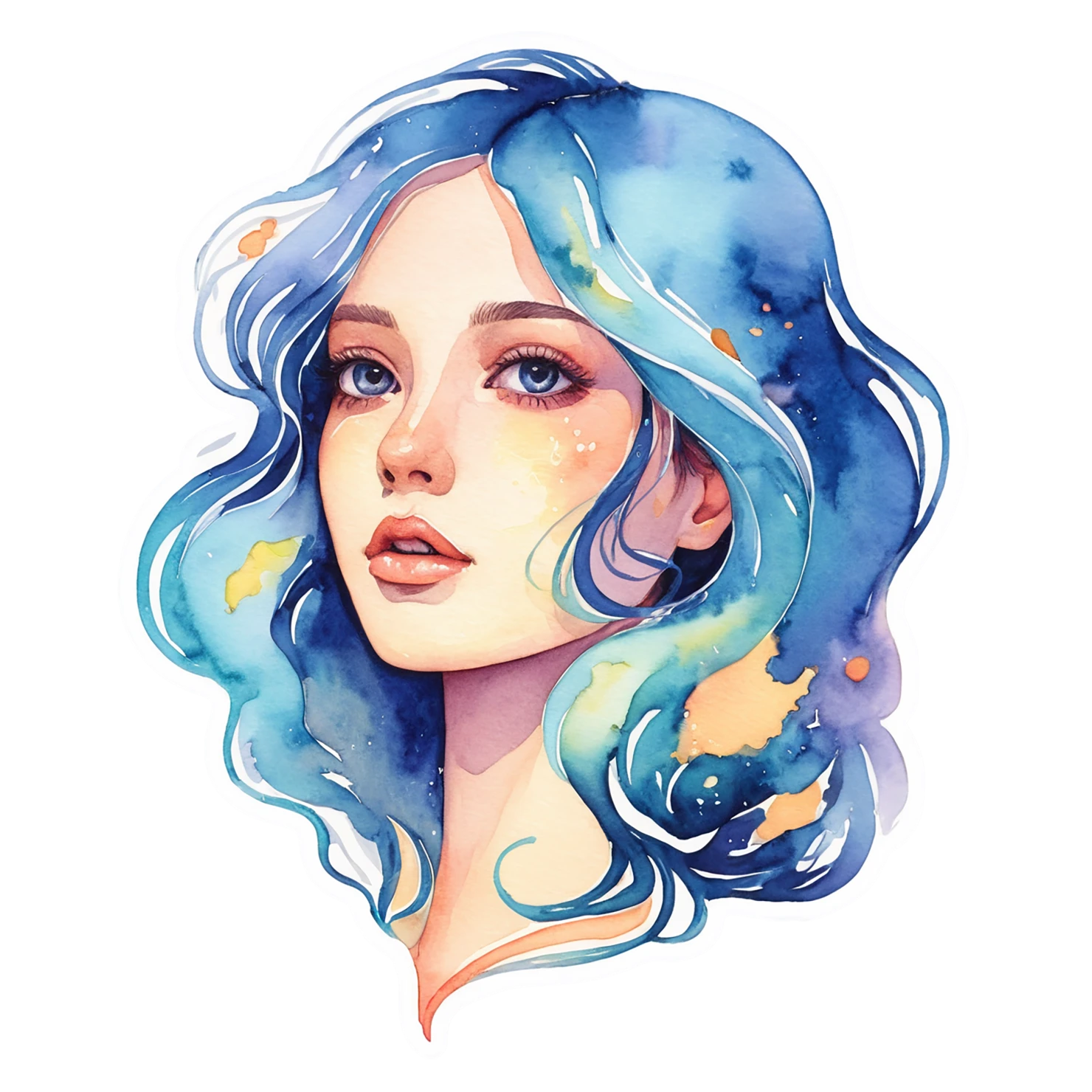 Girl watercolor sticker isolated on transparent background #17732