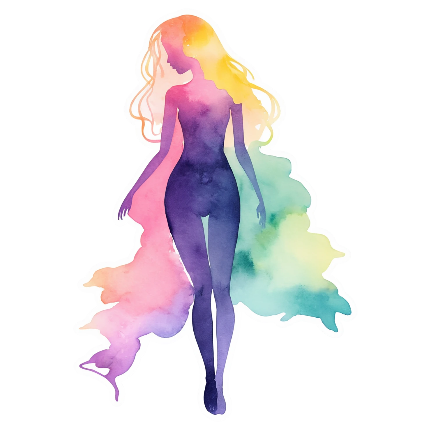 Girl watercolor sticker isolated on transparent background #17733