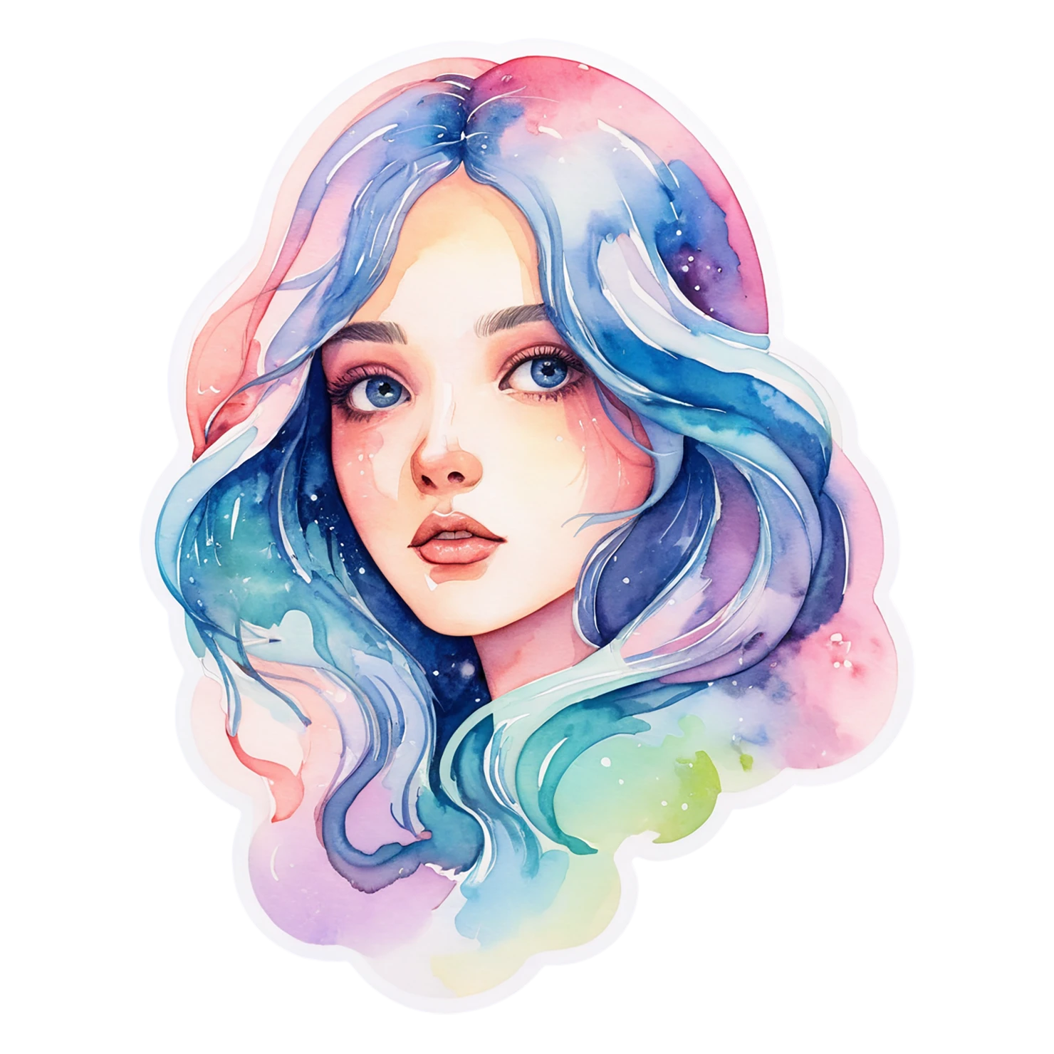 Girl watercolor sticker isolated on transparent background #17734