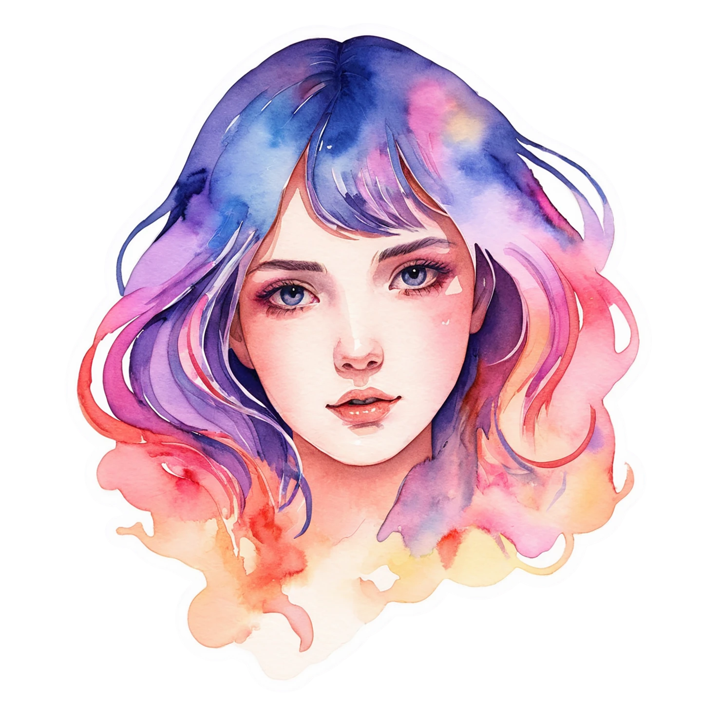 Girl watercolor sticker isolated on transparent background #17735