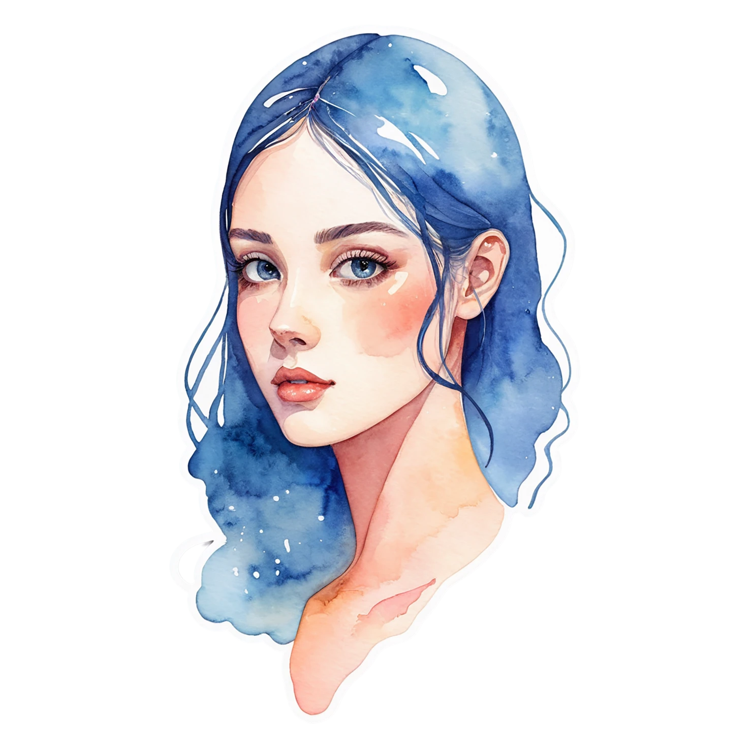 Girl watercolor sticker isolated on transparent background #17737