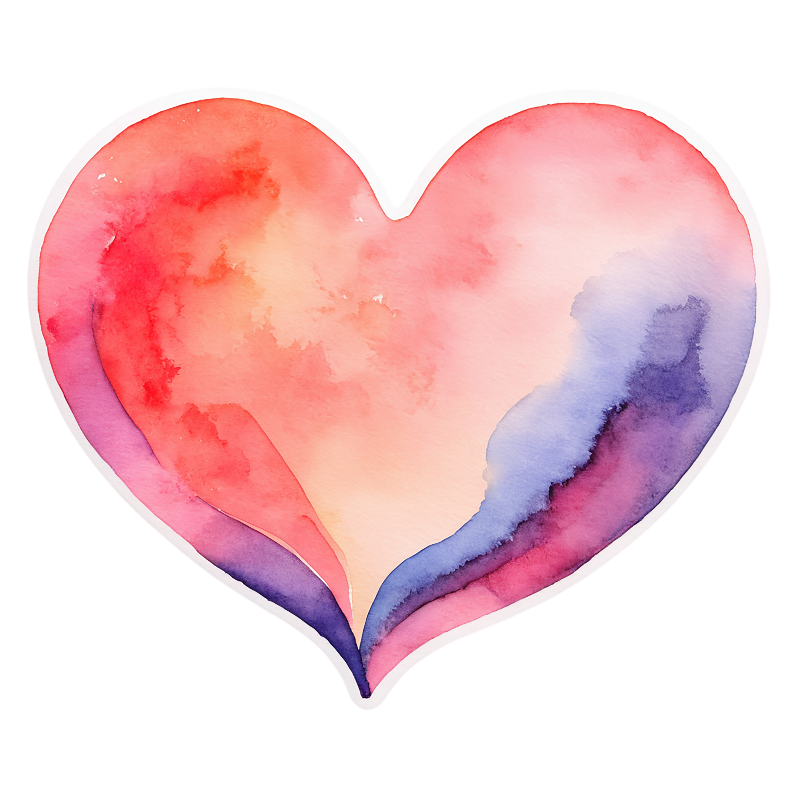 heart watercolor sticker isolated on transparent background #18400