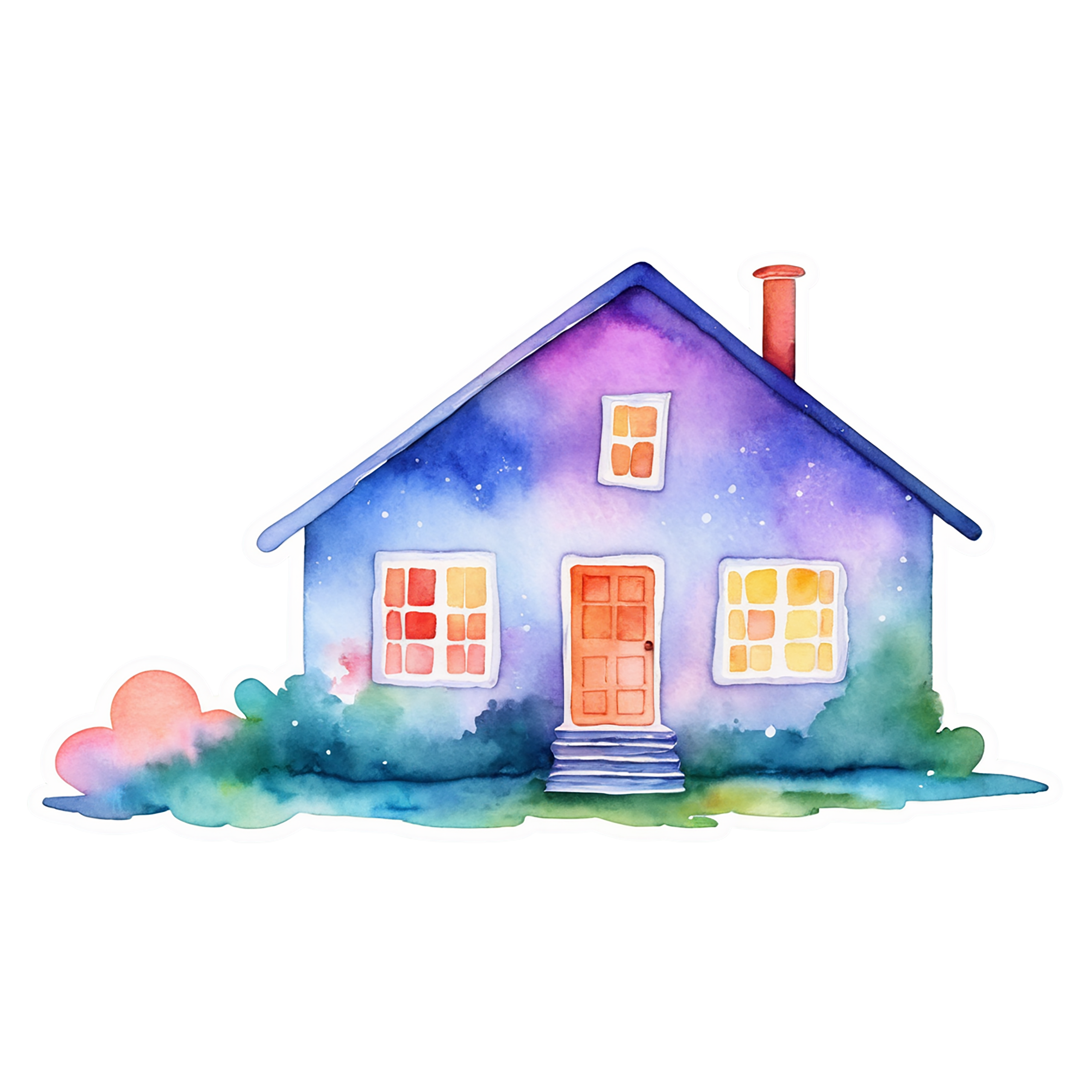 House watercolor sticker isolated on transparent background #19467