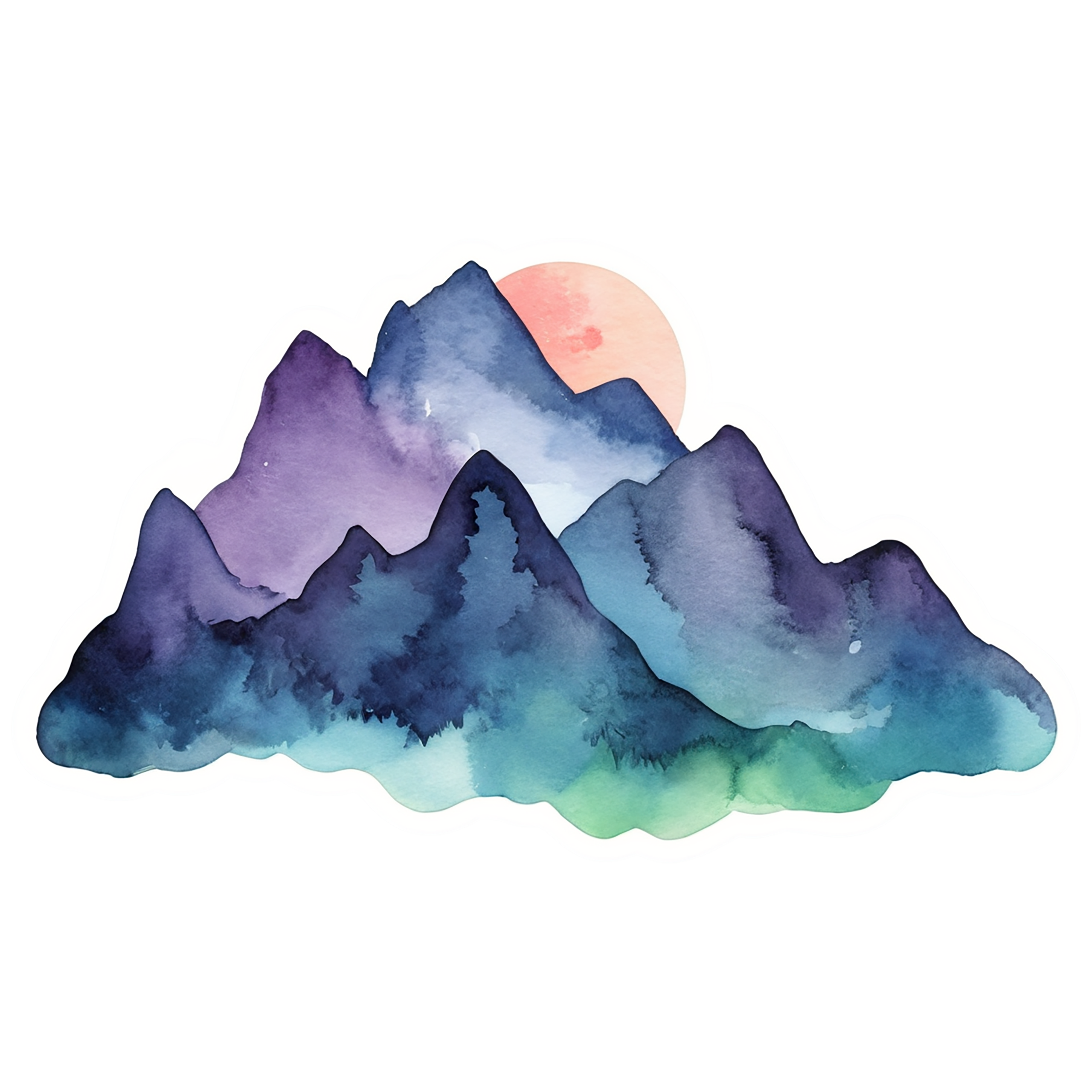 Mountain watercolor sticker isolated on transparent background #19720