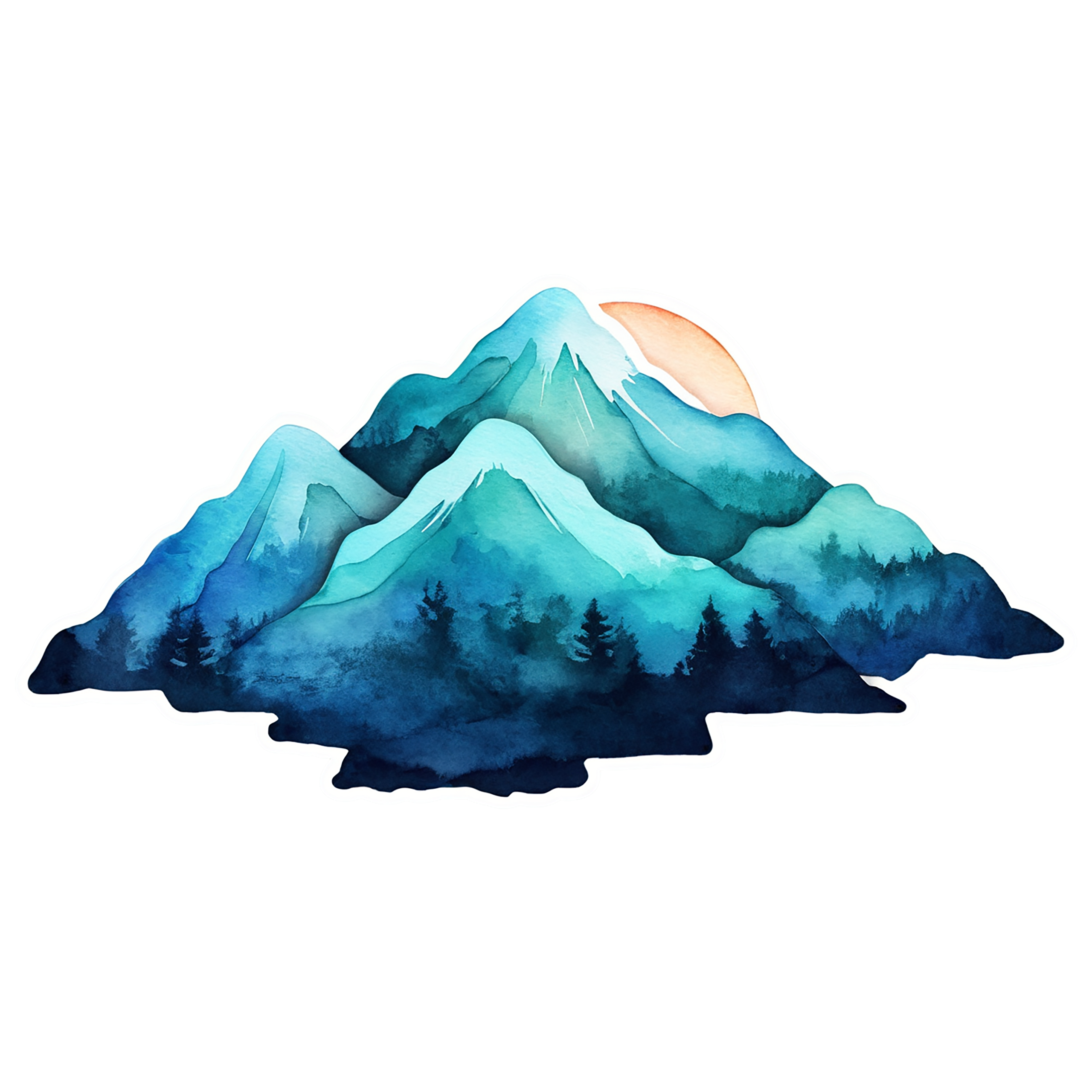 Mountain watercolor sticker isolated on transparent background #19723
