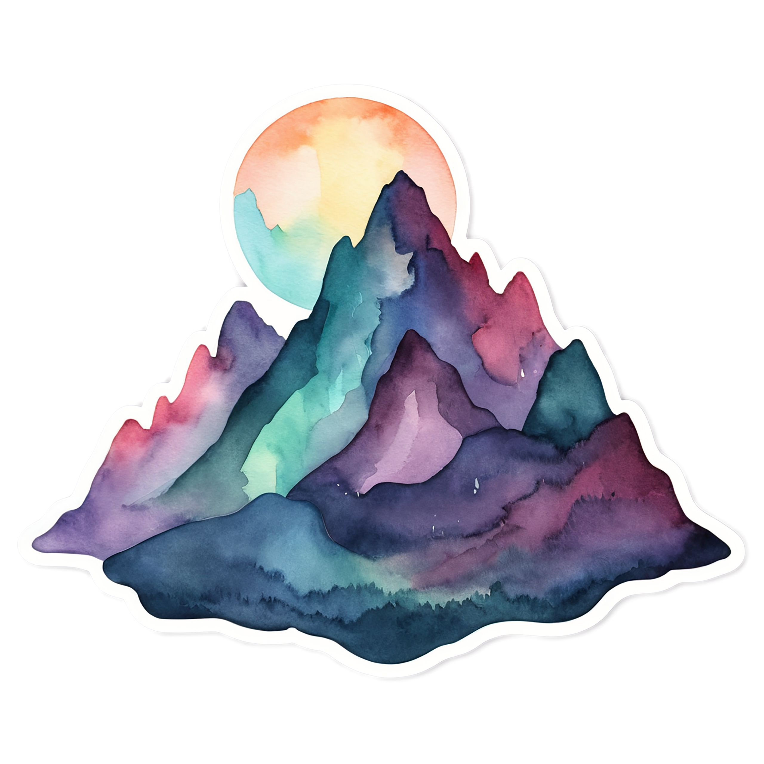 Mountain watercolor sticker isolated on transparent background #19724
