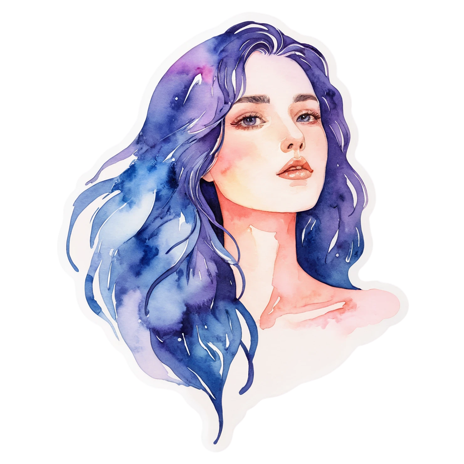 Girl watercolor sticker isolated on transparent background #17740