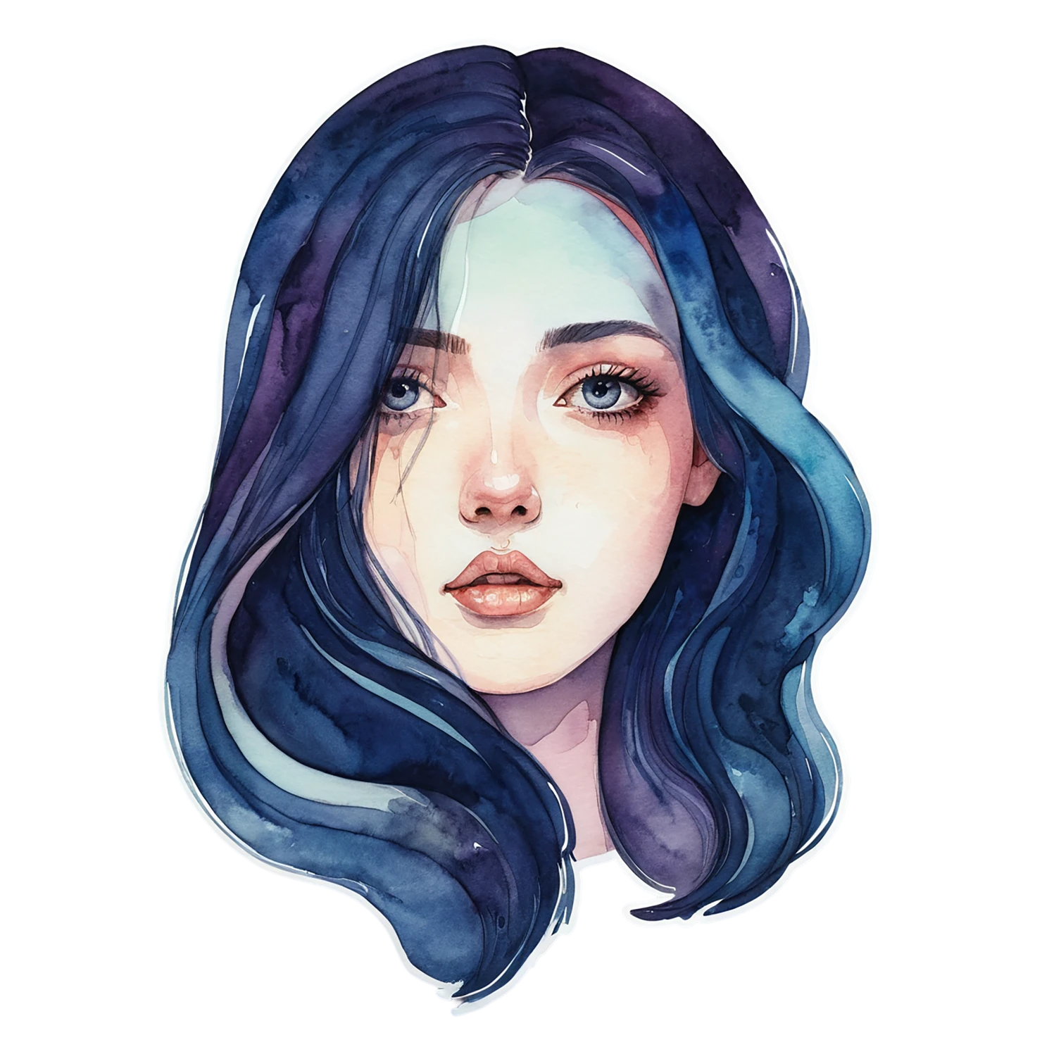 Girl watercolor sticker isolated on transparent background #17741